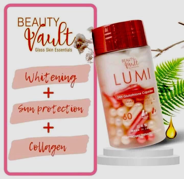 Beauty Vault LUMI 24H bottle with capsules ready for daily intake