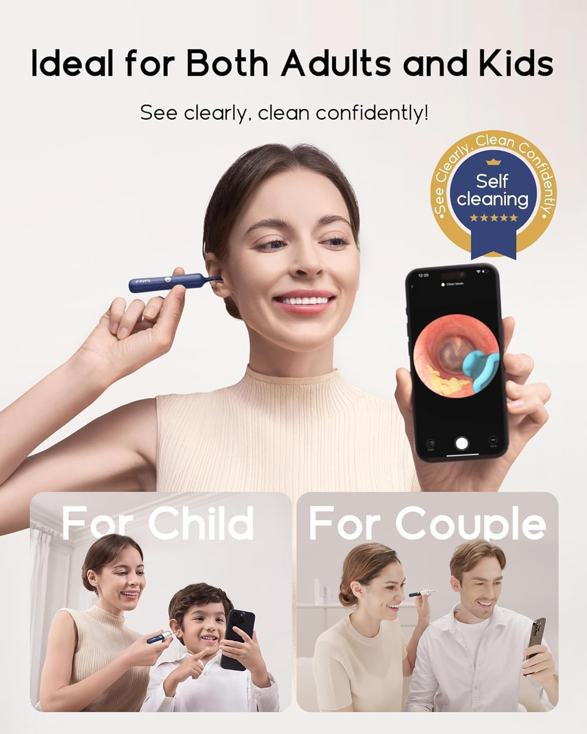 BEBIRD Earsight Plus D39R four tips for versatile earwax removal