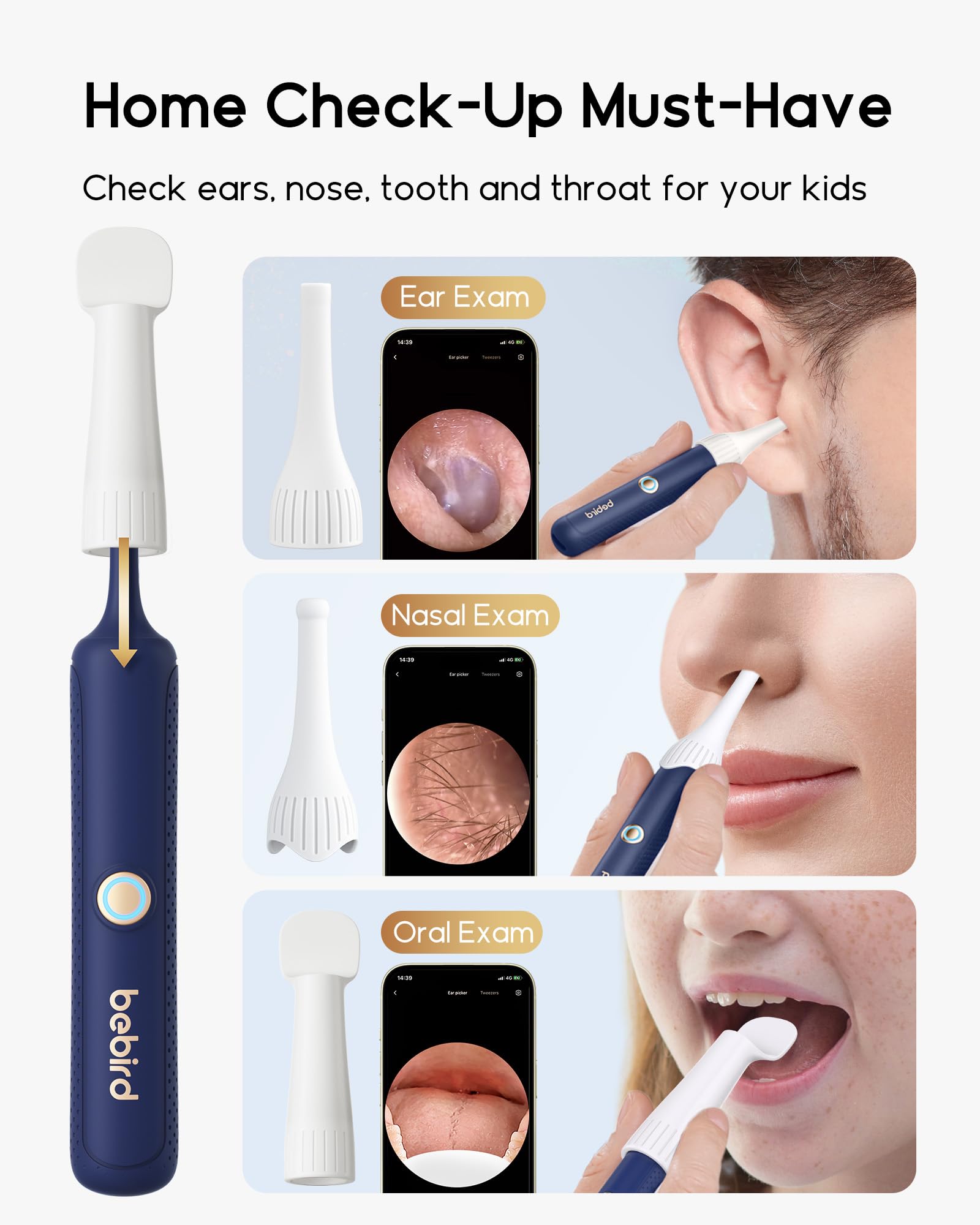 BEBIRD Earsight Plus ear-nose-throat checkup kit for home checks.