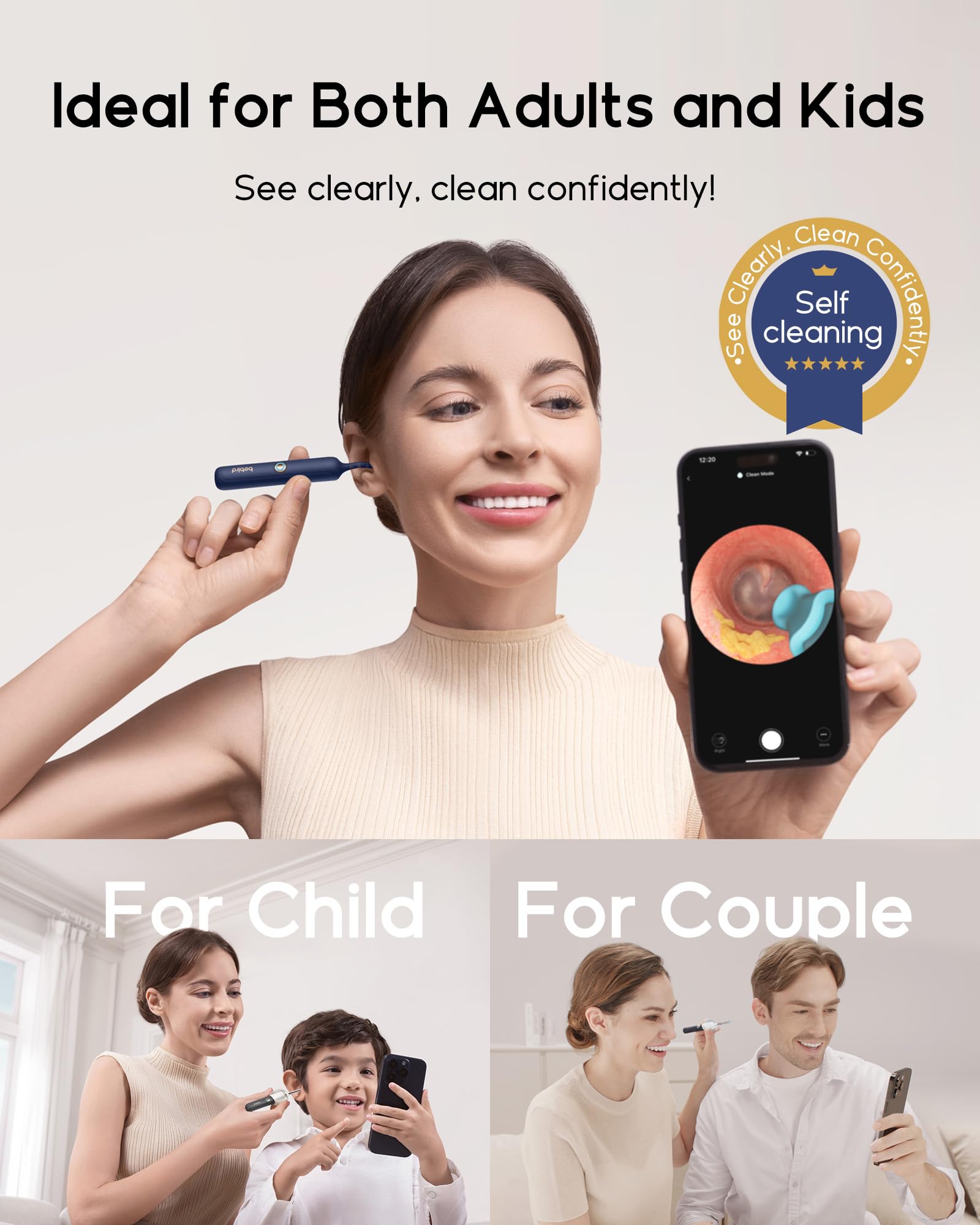 BEBIRD Earsight Plus R37R family friendly design encourages safe ear care