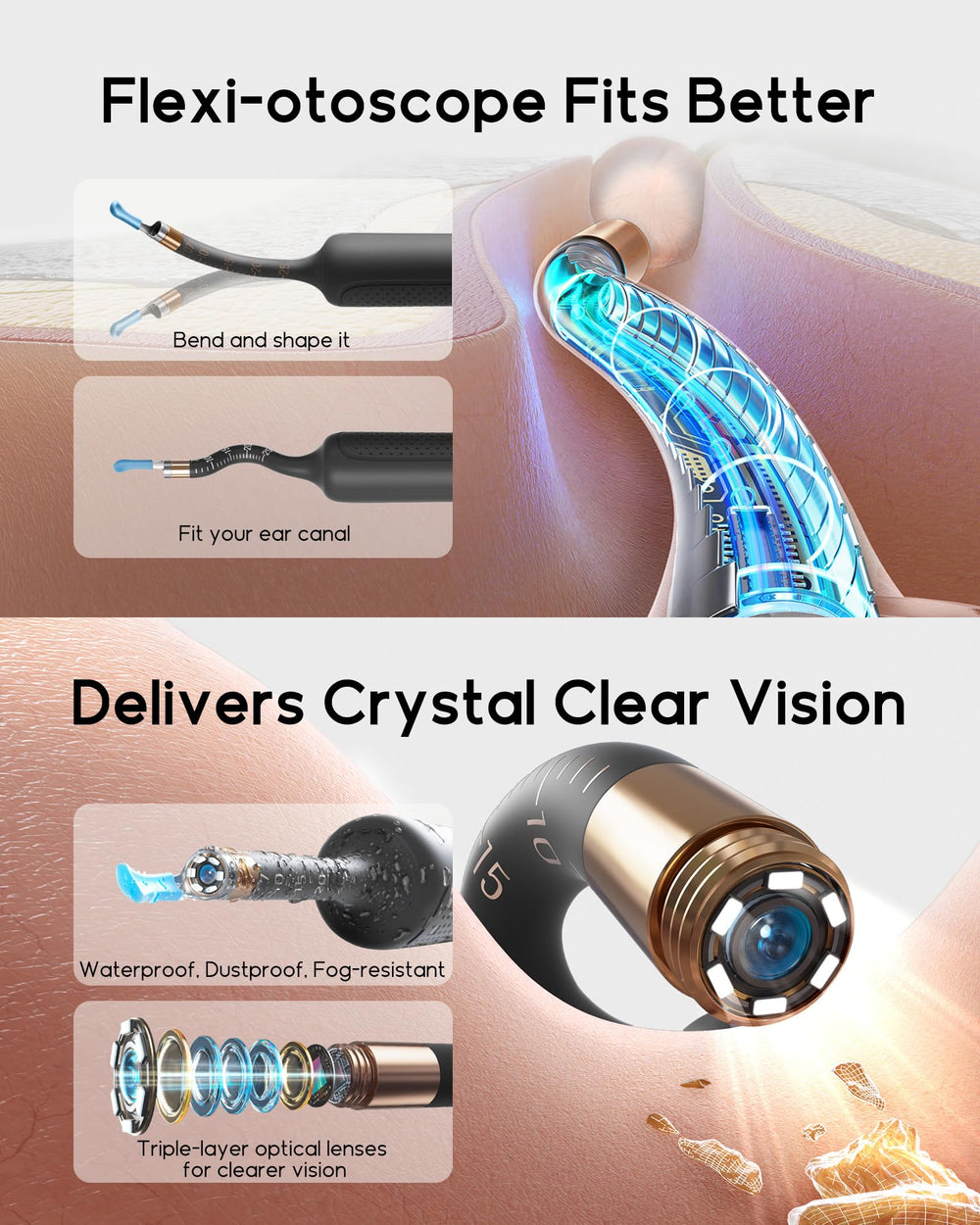 BEBIRD Earsight Plus R37R soft tip protects skin during wax removal