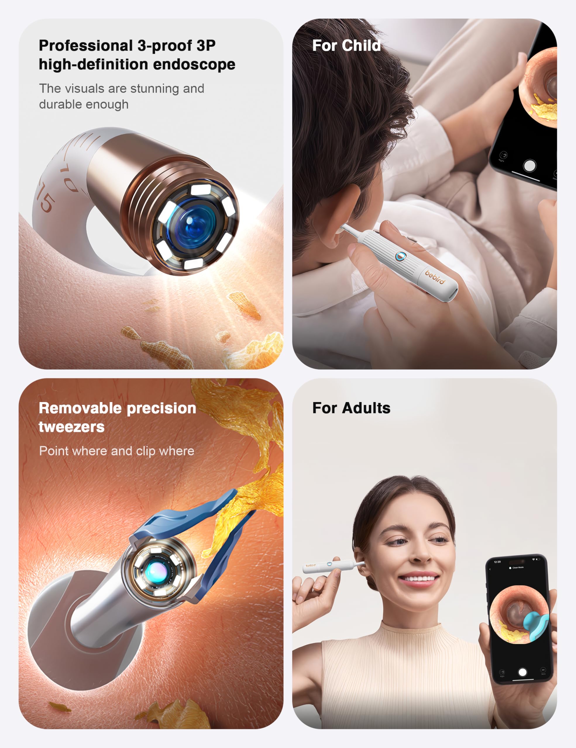BEBIRD Earsight Plus safety scale and stopper prevent over-insertion.