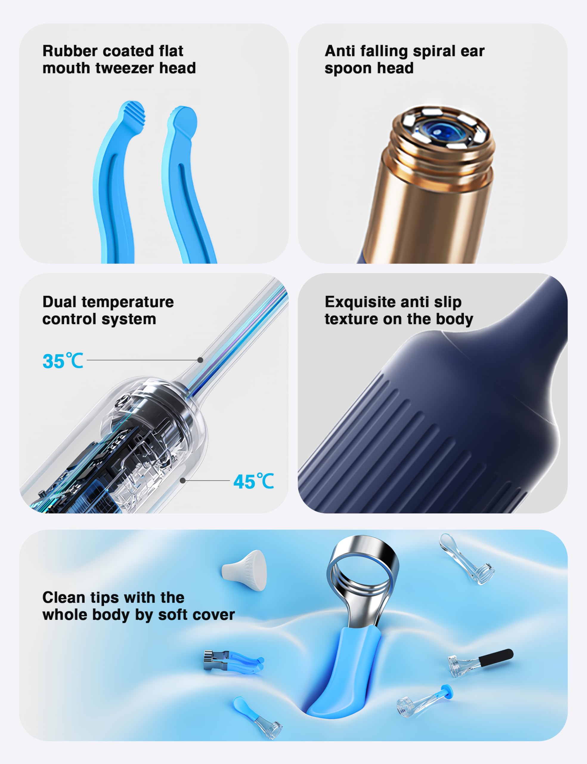 BEBIRD Earsight Plus spiral cleaning head maintaining fixed position during use