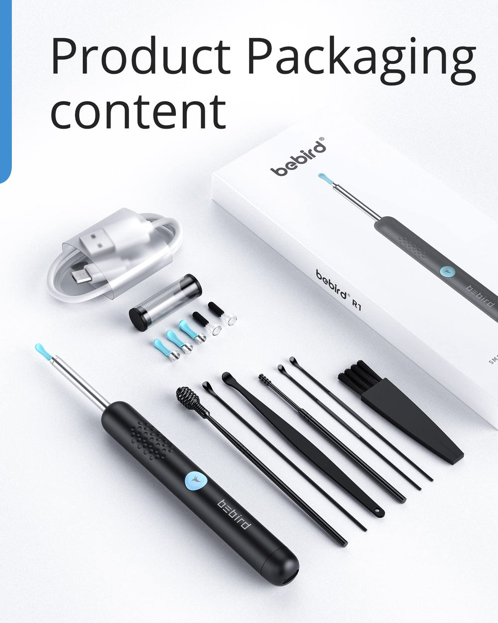 BEBIRD R1 ear scope enables visual inspection with ease.
