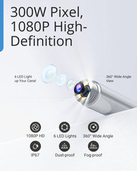 BEBIRD R1 with six LED lights illuminates the ear for precise wax removal.