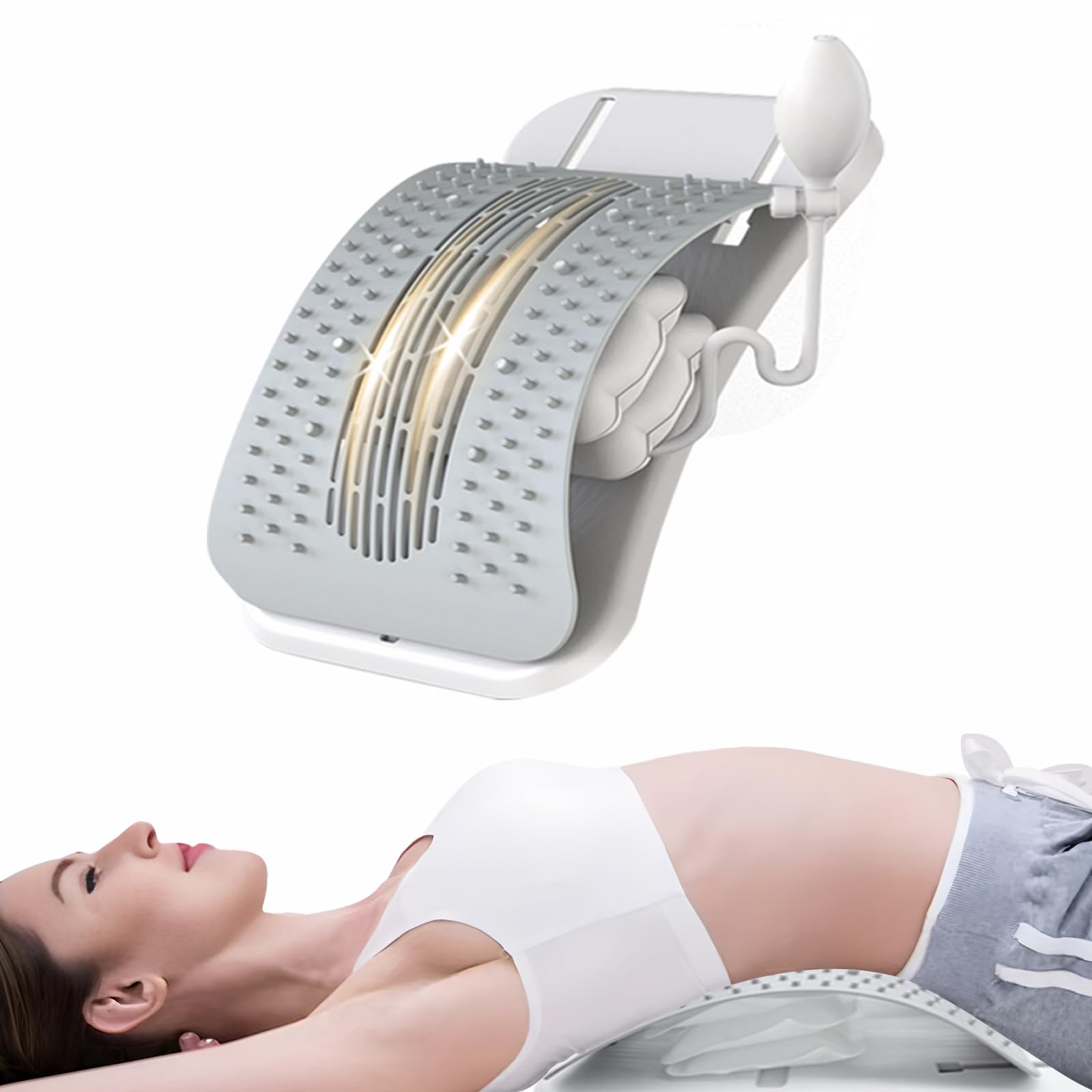 BebyComforyWell adjustable back stretcher with 4-level airbag supports lumbar relief at home.