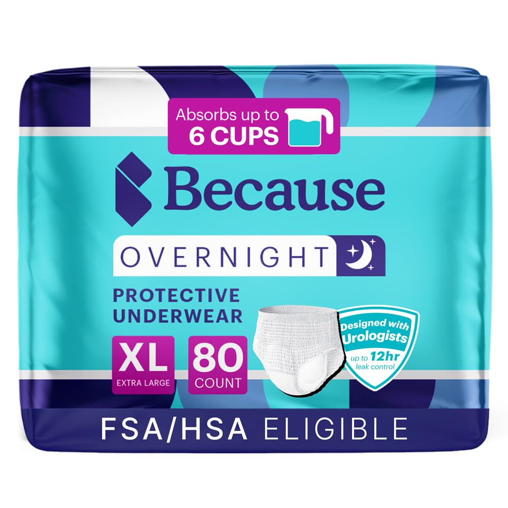 Because Overnight Absorbency Pull Ups packaging showing an 80-count carton for overnight protection.