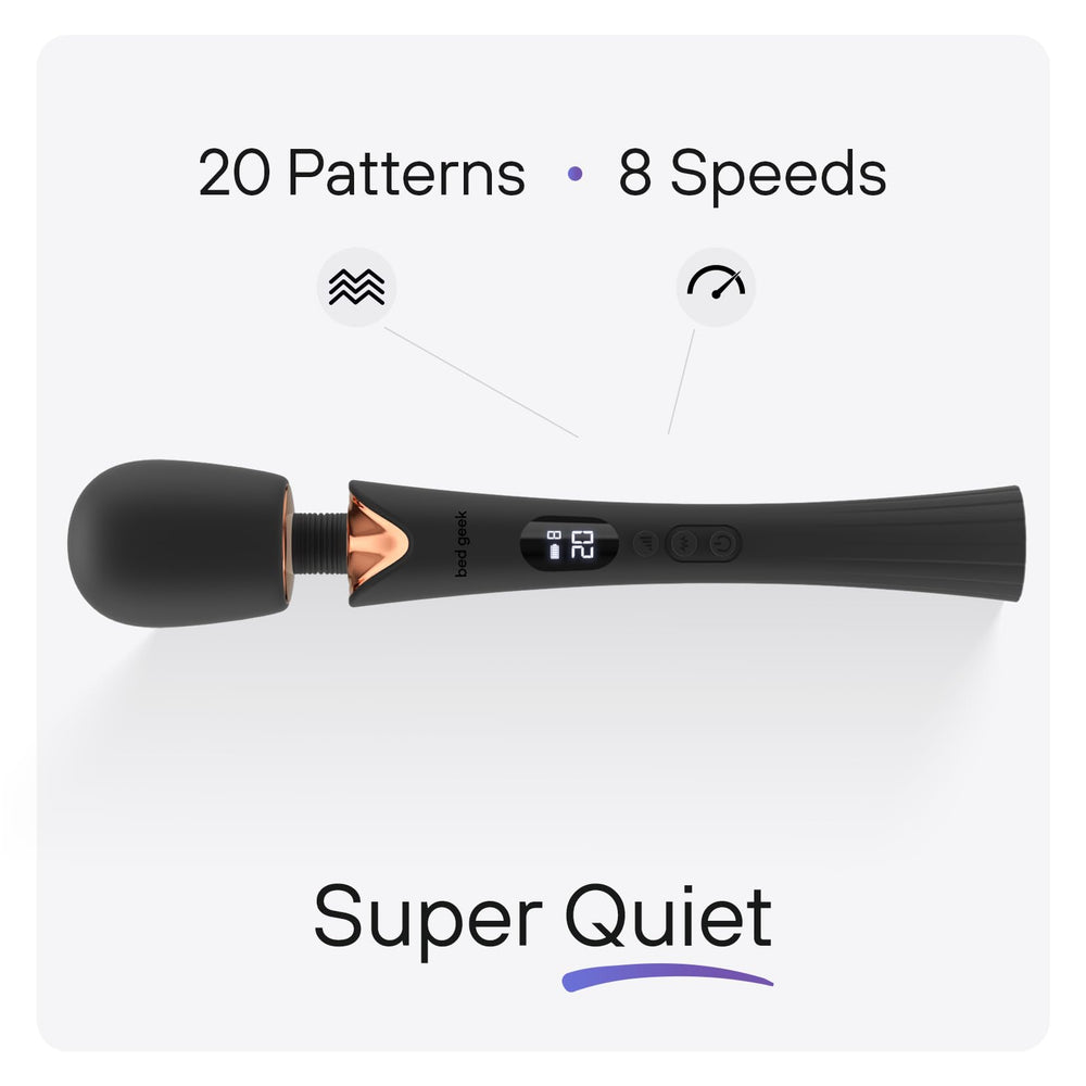 Bed Geek wand massager LED display shows speed and battery level