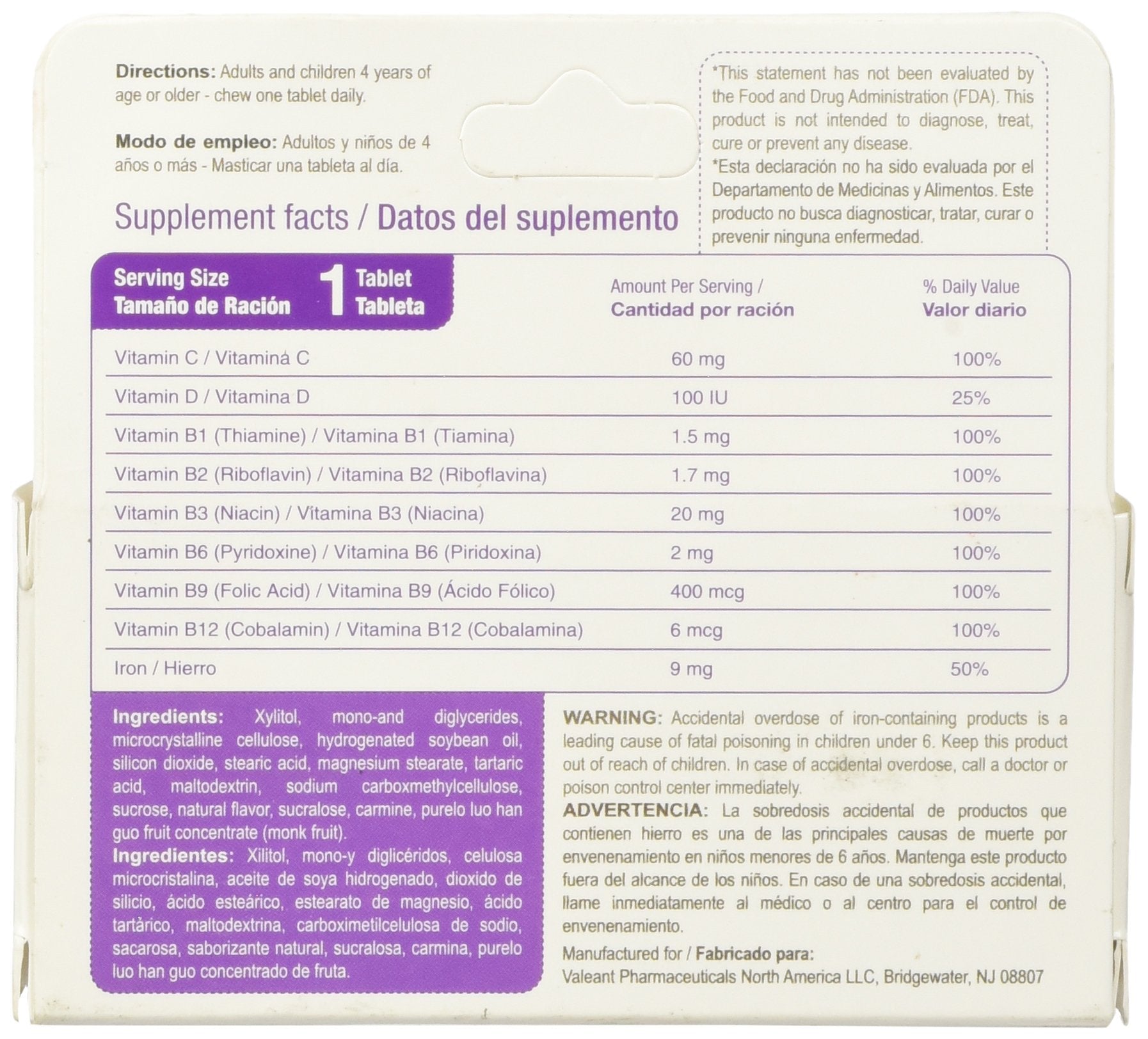 Bedoyecta Kids chewables close-up highlights vitamins and minerals.