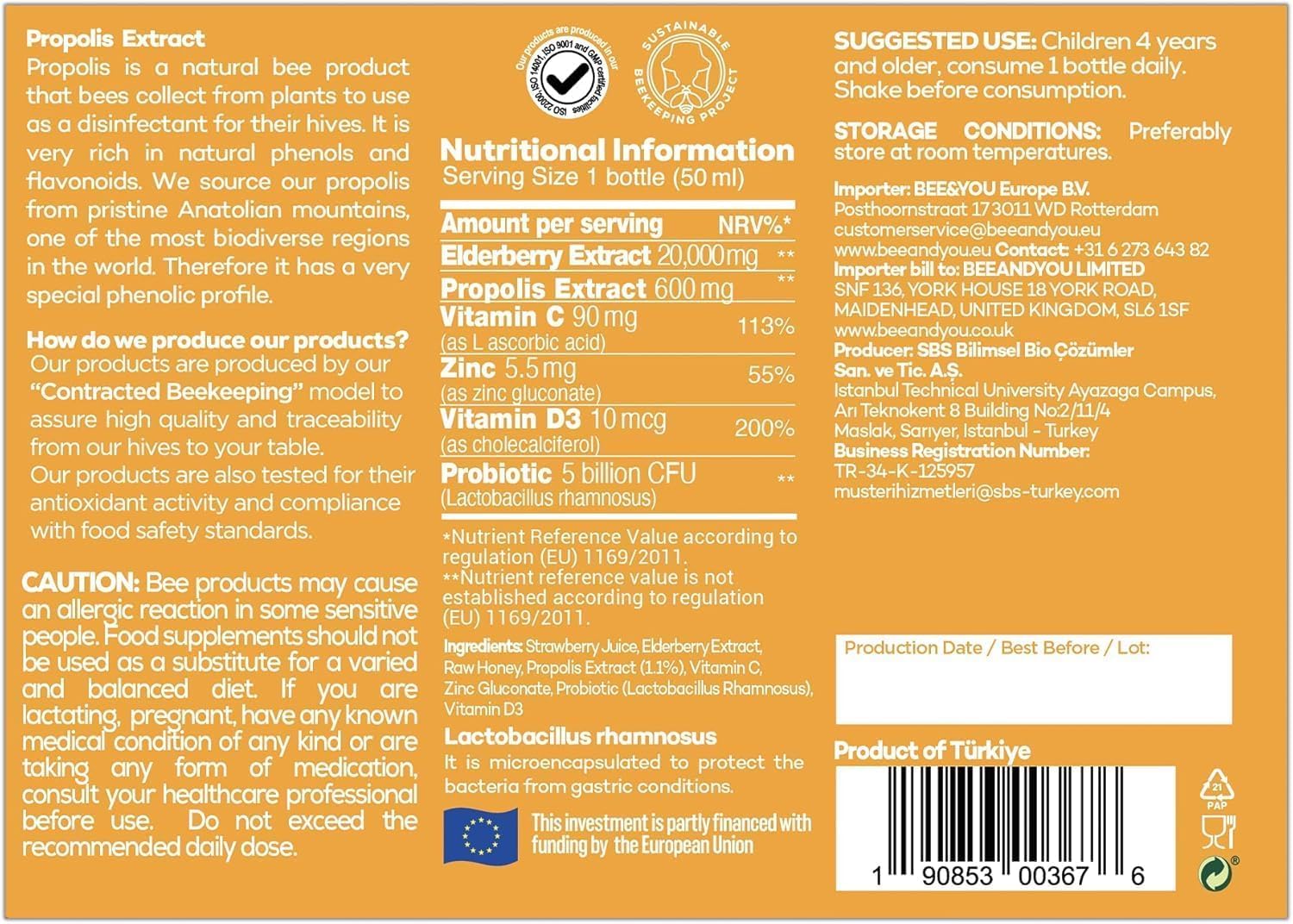 Bee & You Kids Propolis Immune Shot 12-pack display