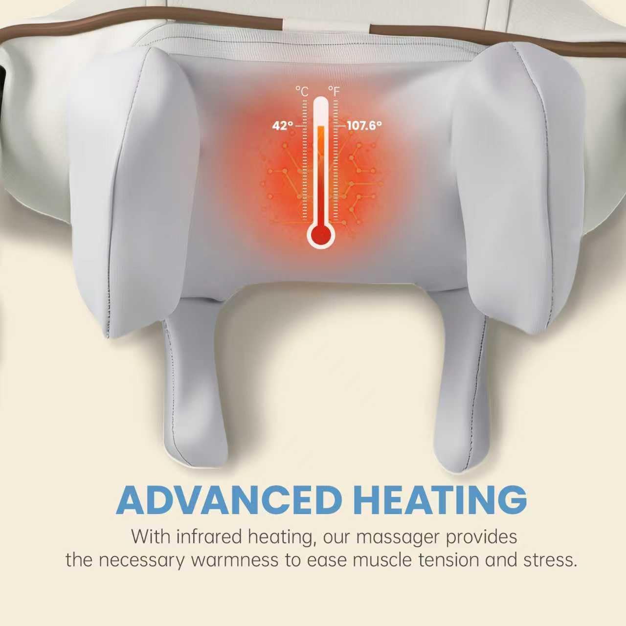 BeeChip 2-in-1 wireless massager for hands-free or handheld use.
