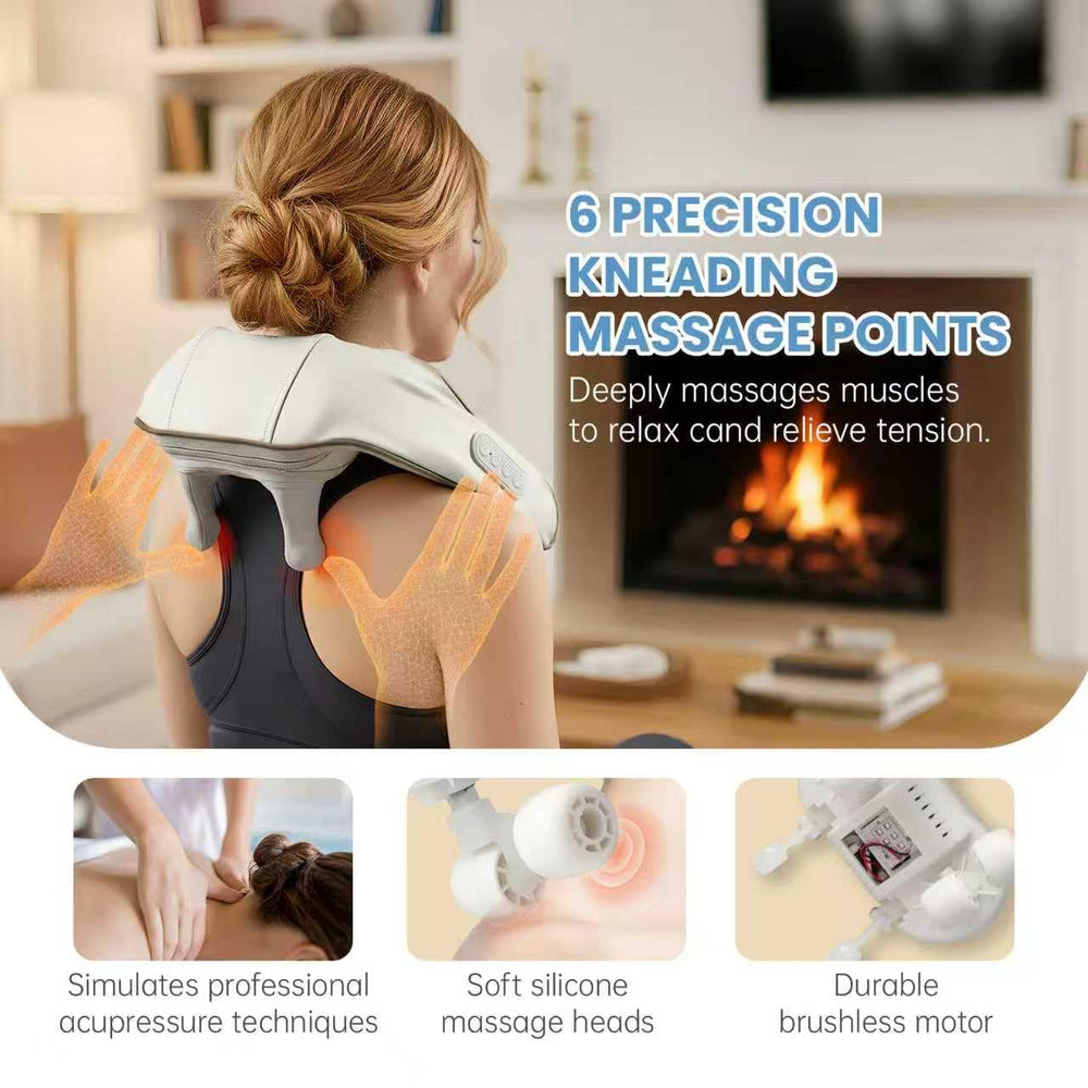 BeeChip 4D Shiatsu massage nodes deliver deep kneading relief.