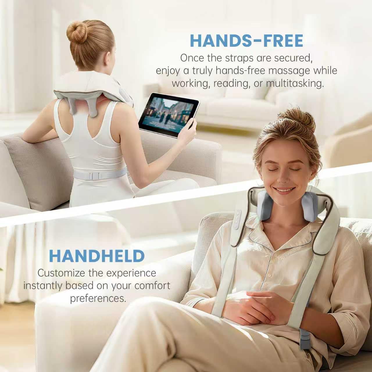 BeeChip ergonomic fit with adjustable straps for neck, shoulders, or waist.