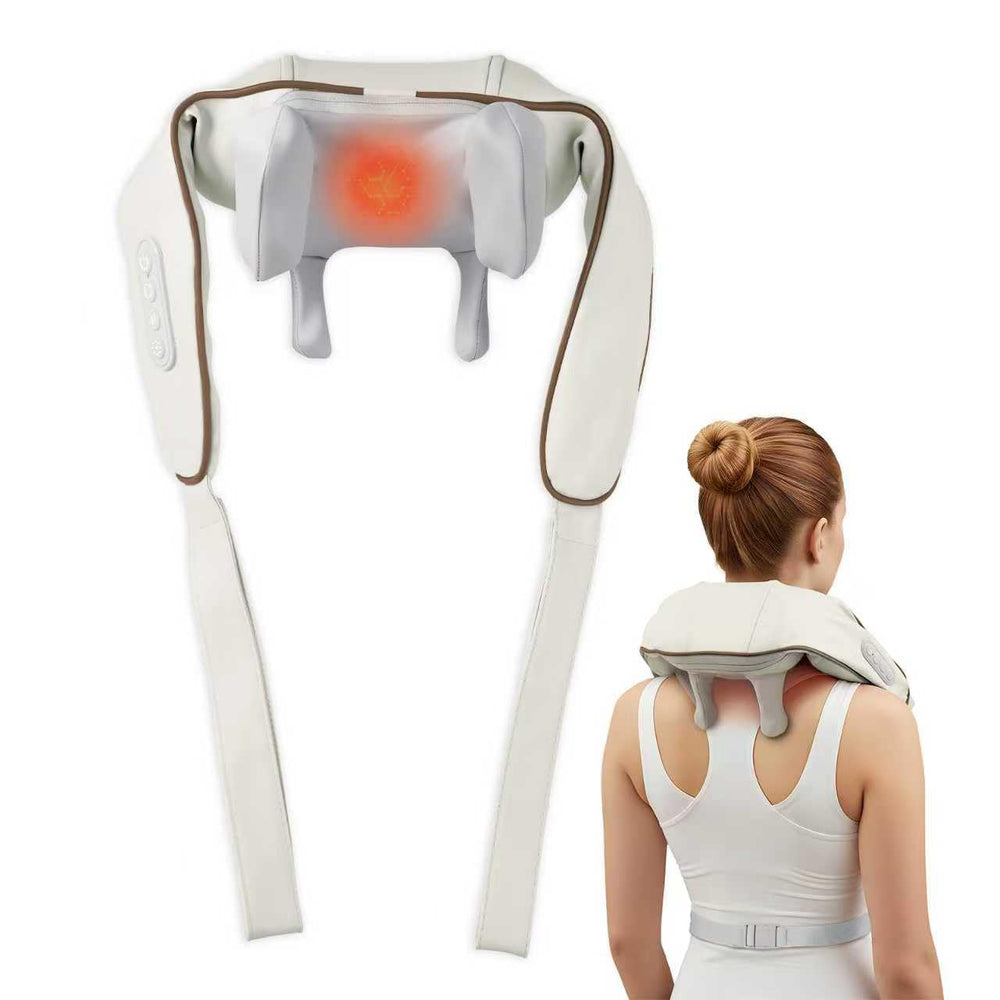 BeeChip wireless neck massager with heat therapy for portable relaxation.