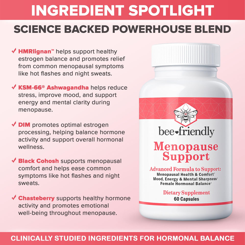 BeeFriendly Menopause DIM capsules highlight estrogen support for midlife balance