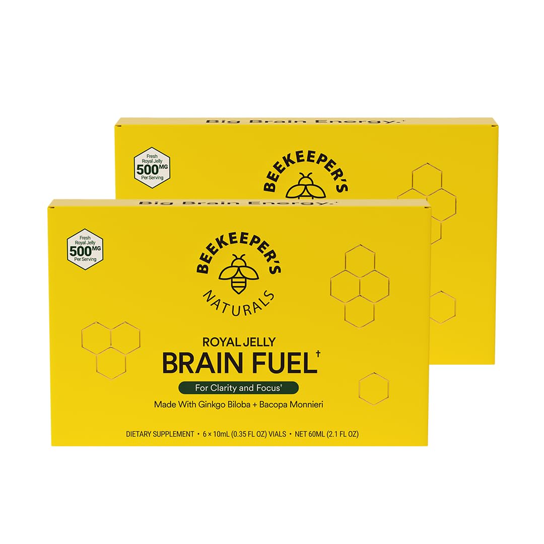 Beekeeper's Naturals B.LXR Brain Fuel bottle front view highlighting a caffeine-free focus support formula.