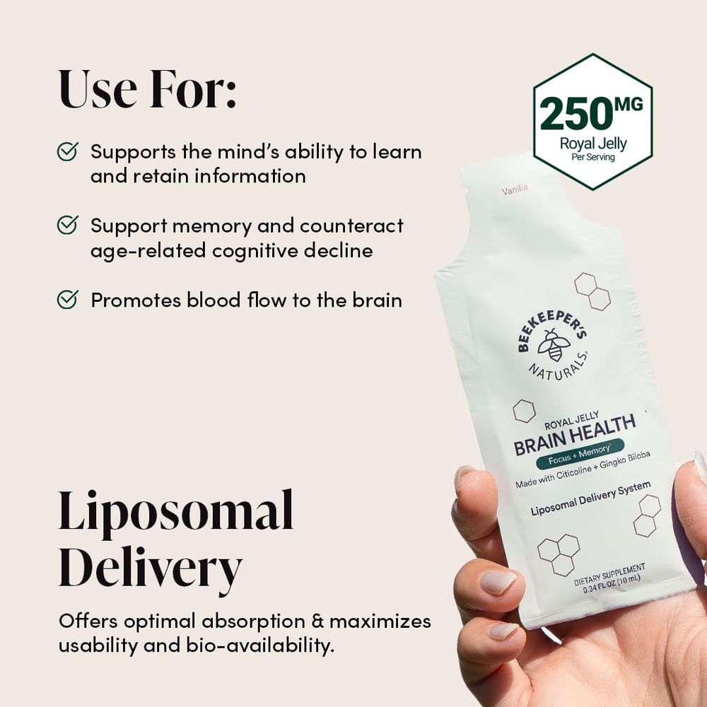Beekeeper's Naturals Brain Health with Bacopa Monnieri and Ginkgo Biloba for mental clarity