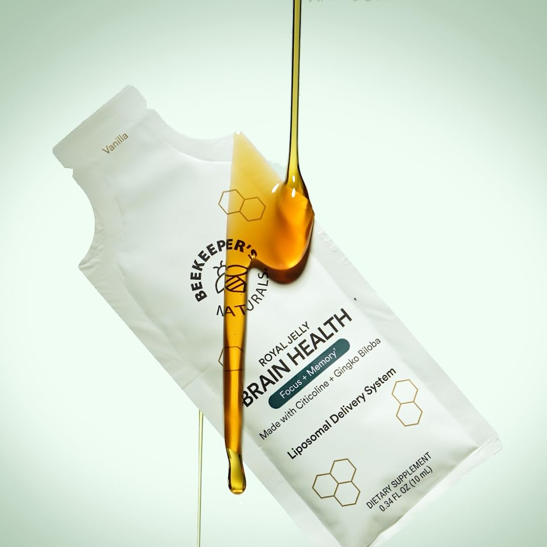 Morning study setup with Beekeeper's Naturals Brain Health bottle supports focus