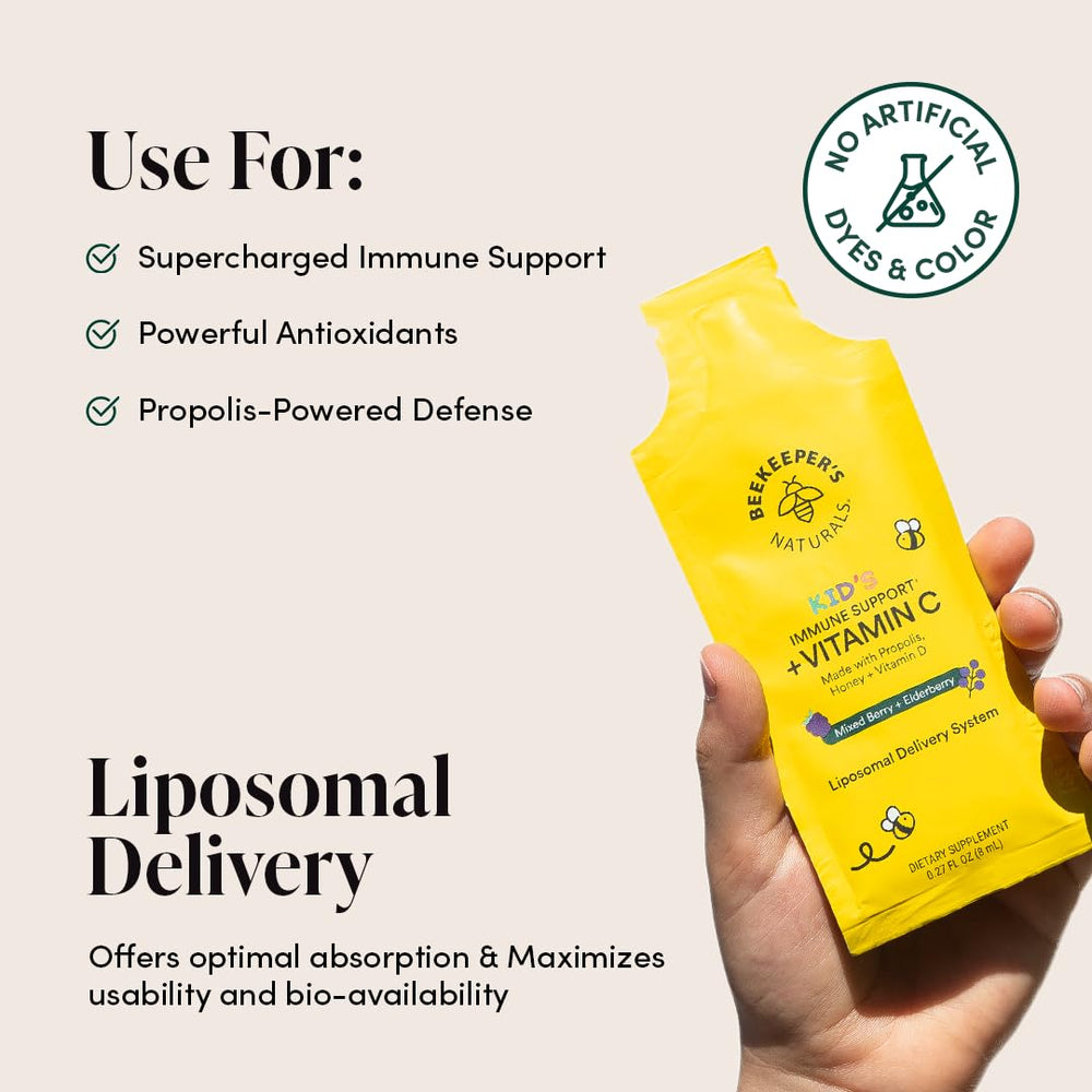 Beekeeper's Naturals berry-flavored sachet adds tasty vitamin C for kids.
