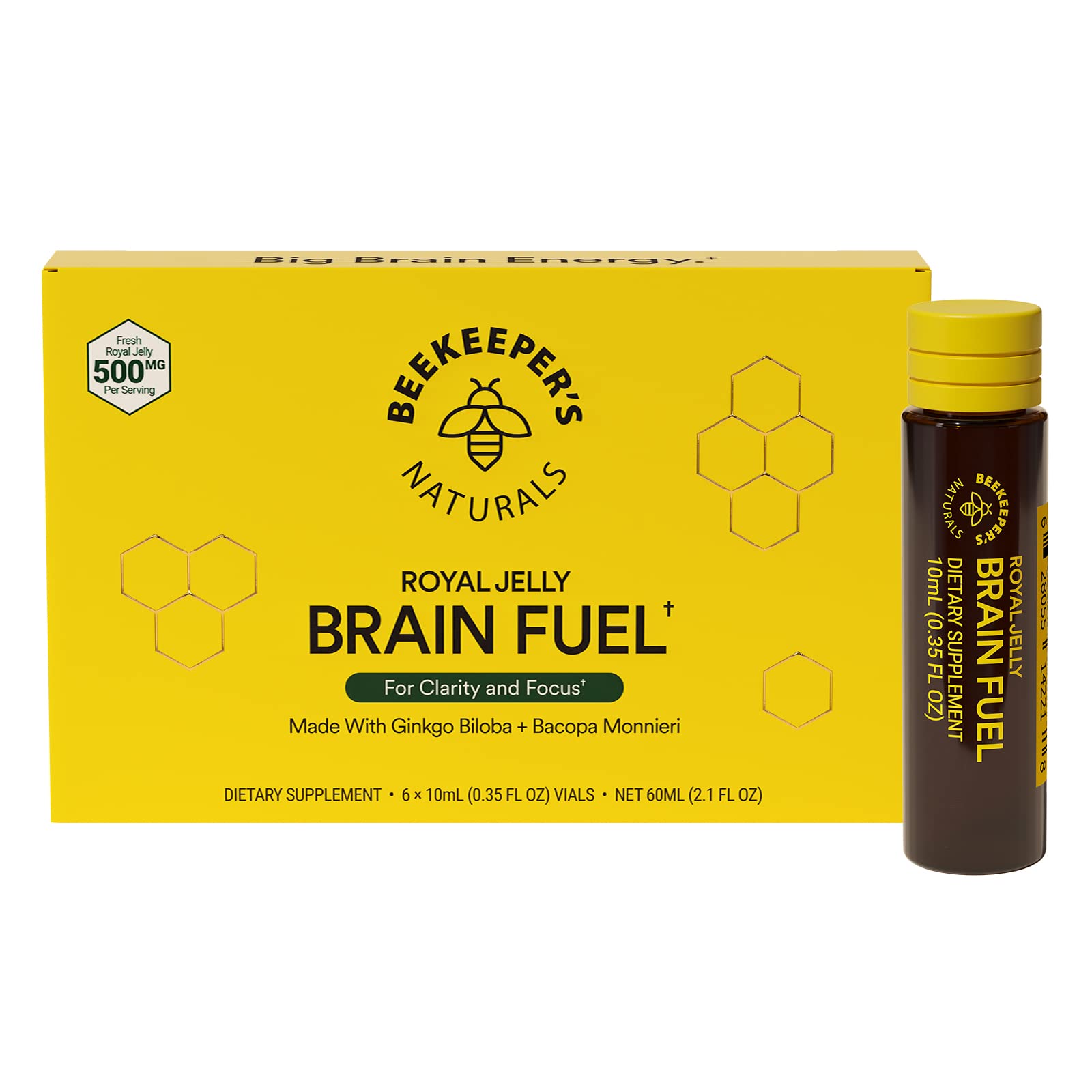 Beekeepers Naturals B.LXR Brain Fuel bottle for on-the-go focus and clarity.