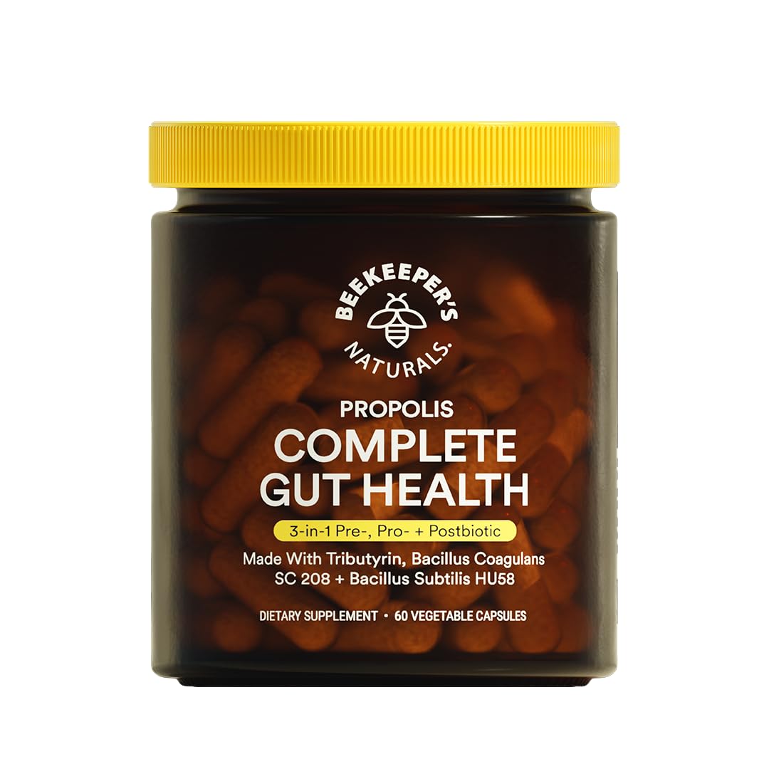 Beekeeper's Naturals Complete Gut Health bottle pour supporting digestive balance