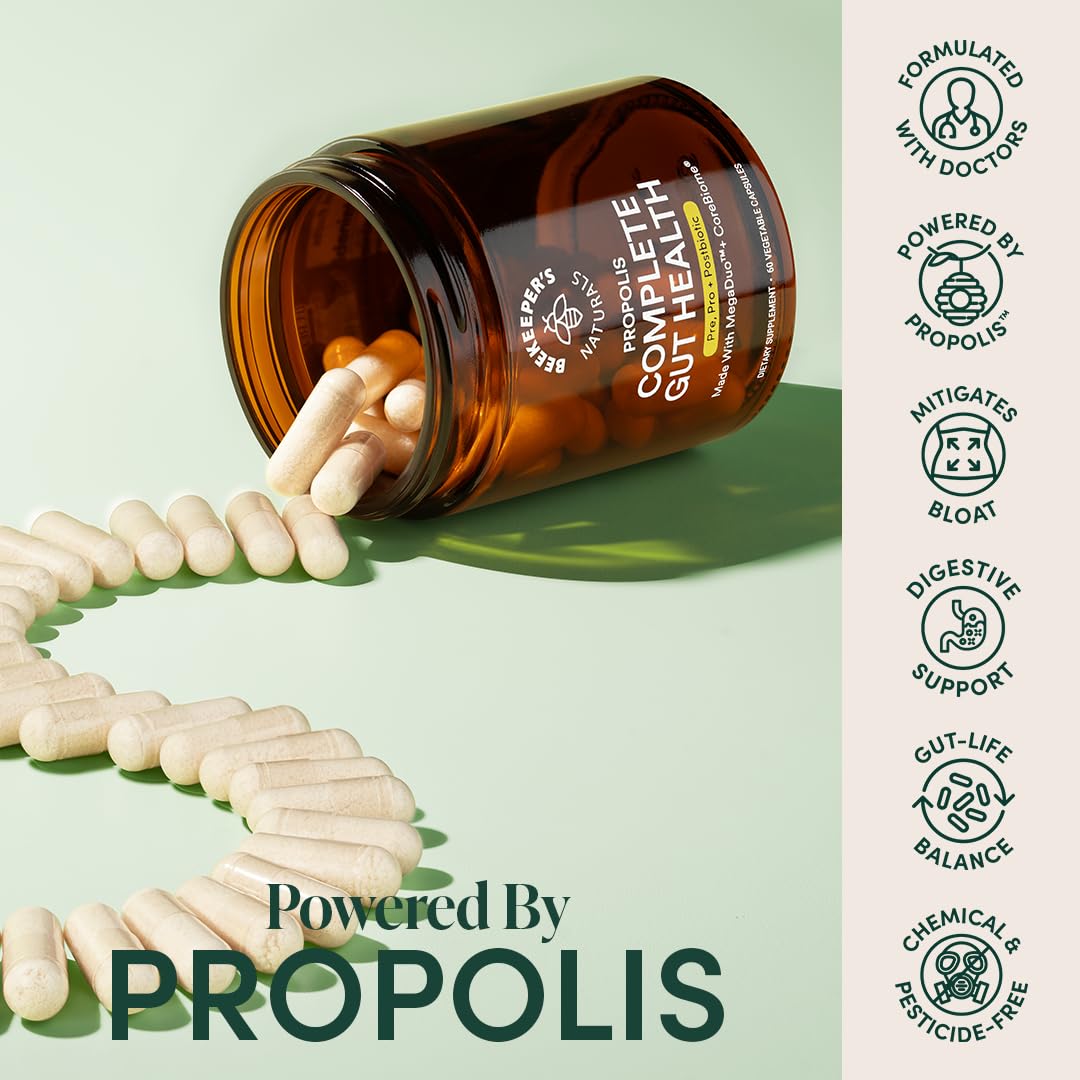 Beekeeper's Naturals Propolis-powered capsules for daily gut support