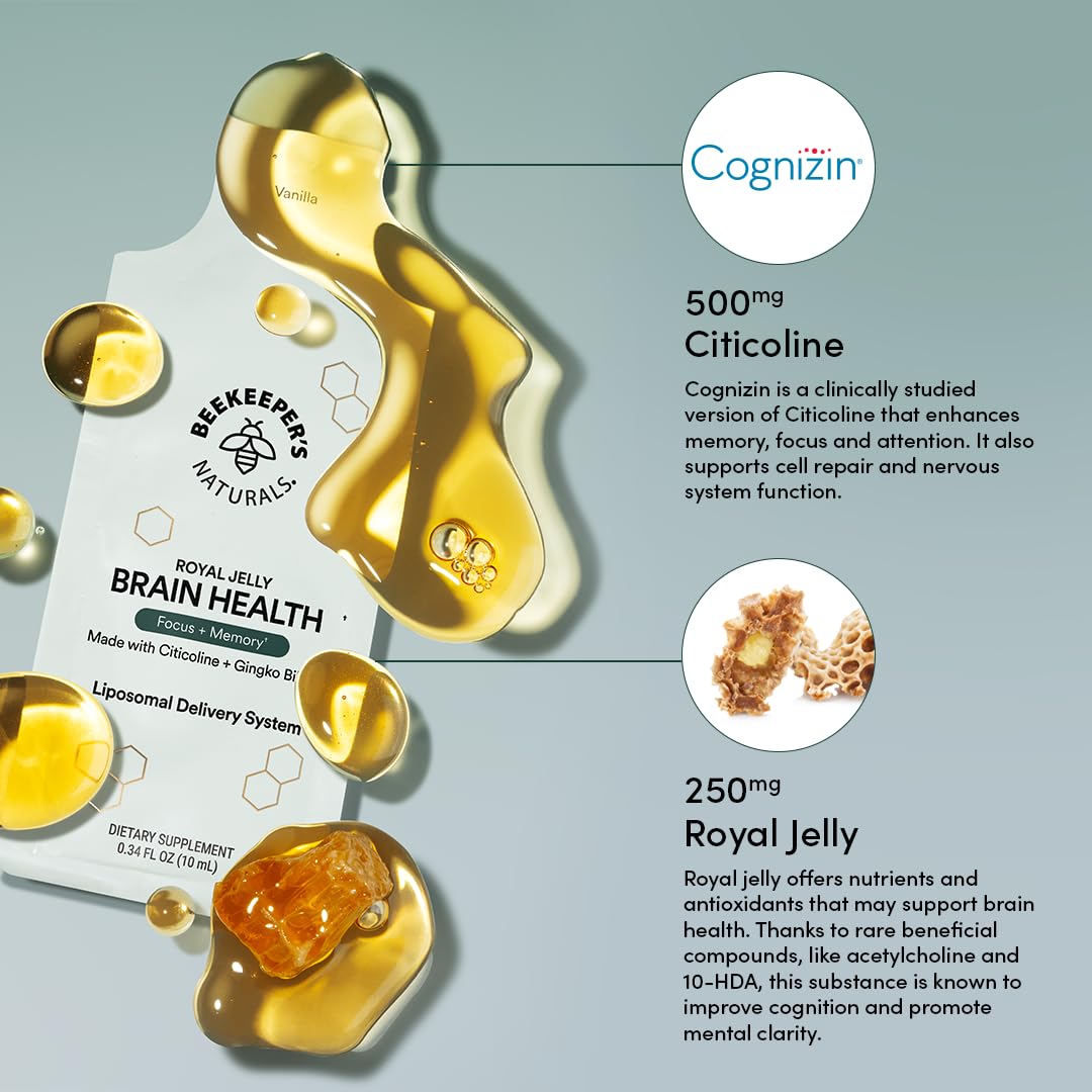 Beekeeper's Naturals Royal Jelly 250mg capsules for sustained brain energy.