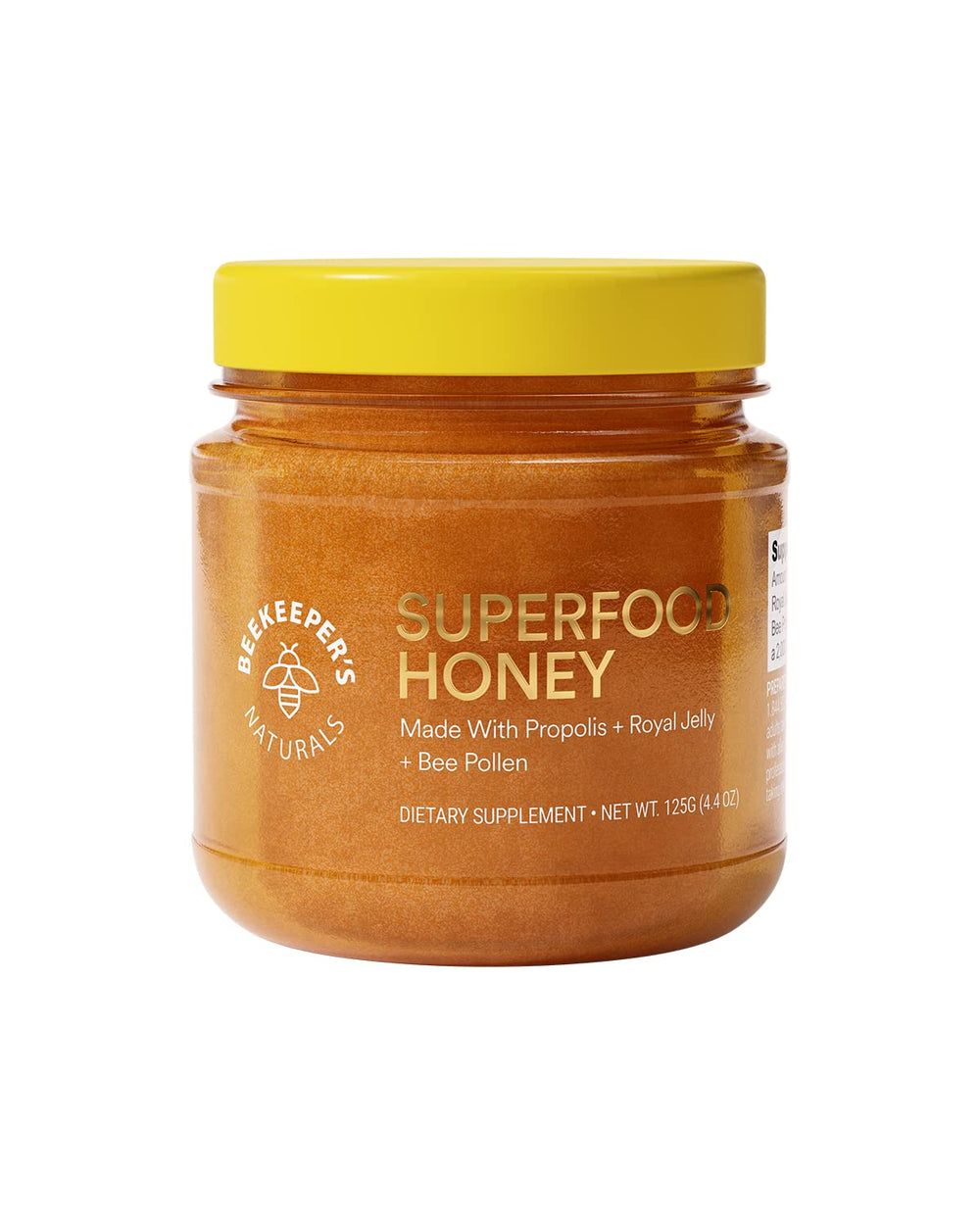 Beekeeper's Naturals Superfood Honey bottle showcases natural energy for morning routines.