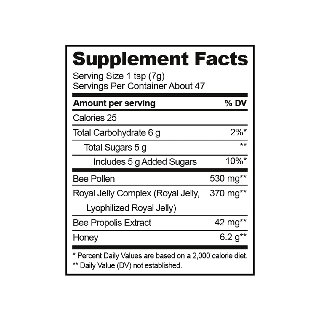 Beekeeper's Naturals Royal Jelly detail highlighting brain-boosting fatty acids.