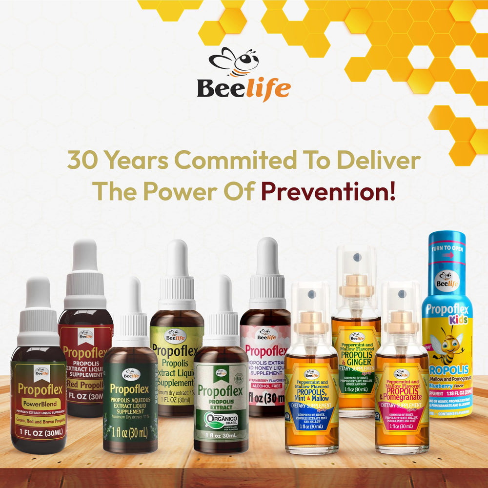 Beelife Propoflex liquid tincture application showing convenient use