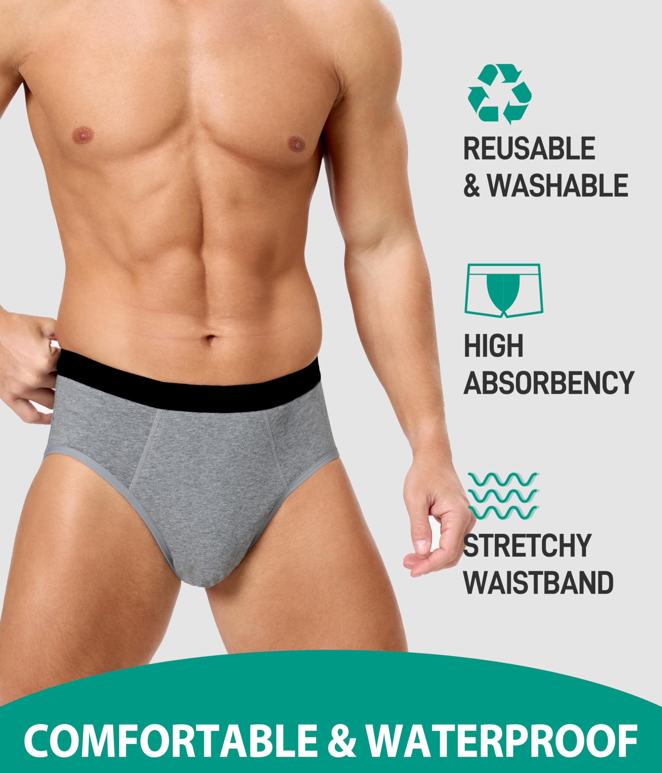 BEENIUBEE men's incontinence underwear side view highlights multilayer protection during busy days