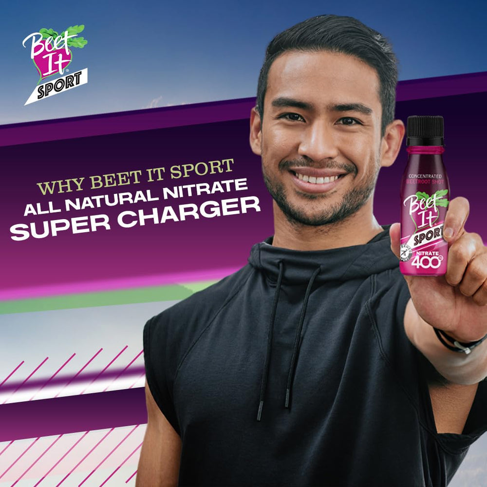 BEET IT Sport Pro-Elite Shot being poured into a glass to support workout endurance.