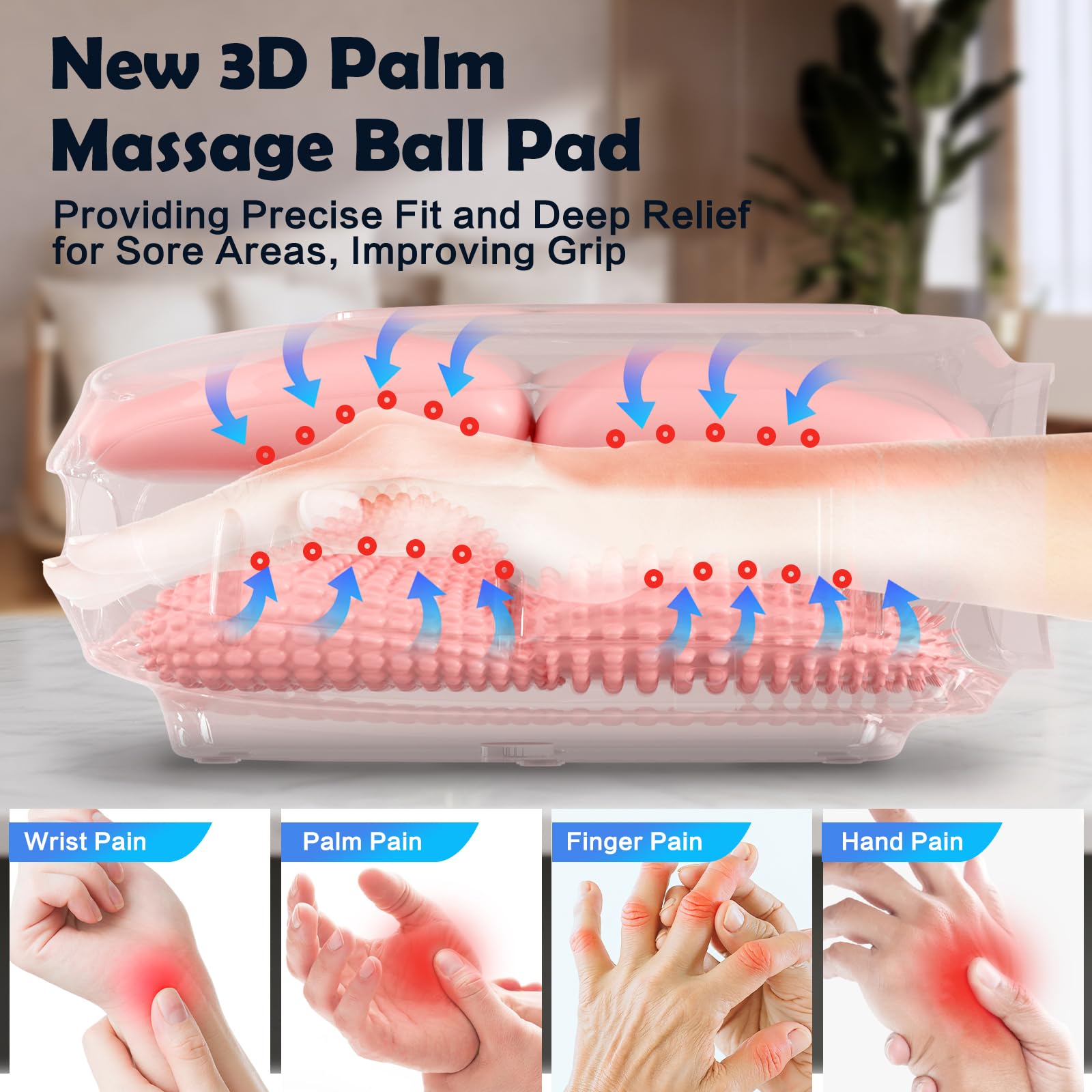 Beetqi cordless hand massager in use, ideal for on-the-go relief after long typing sessions.