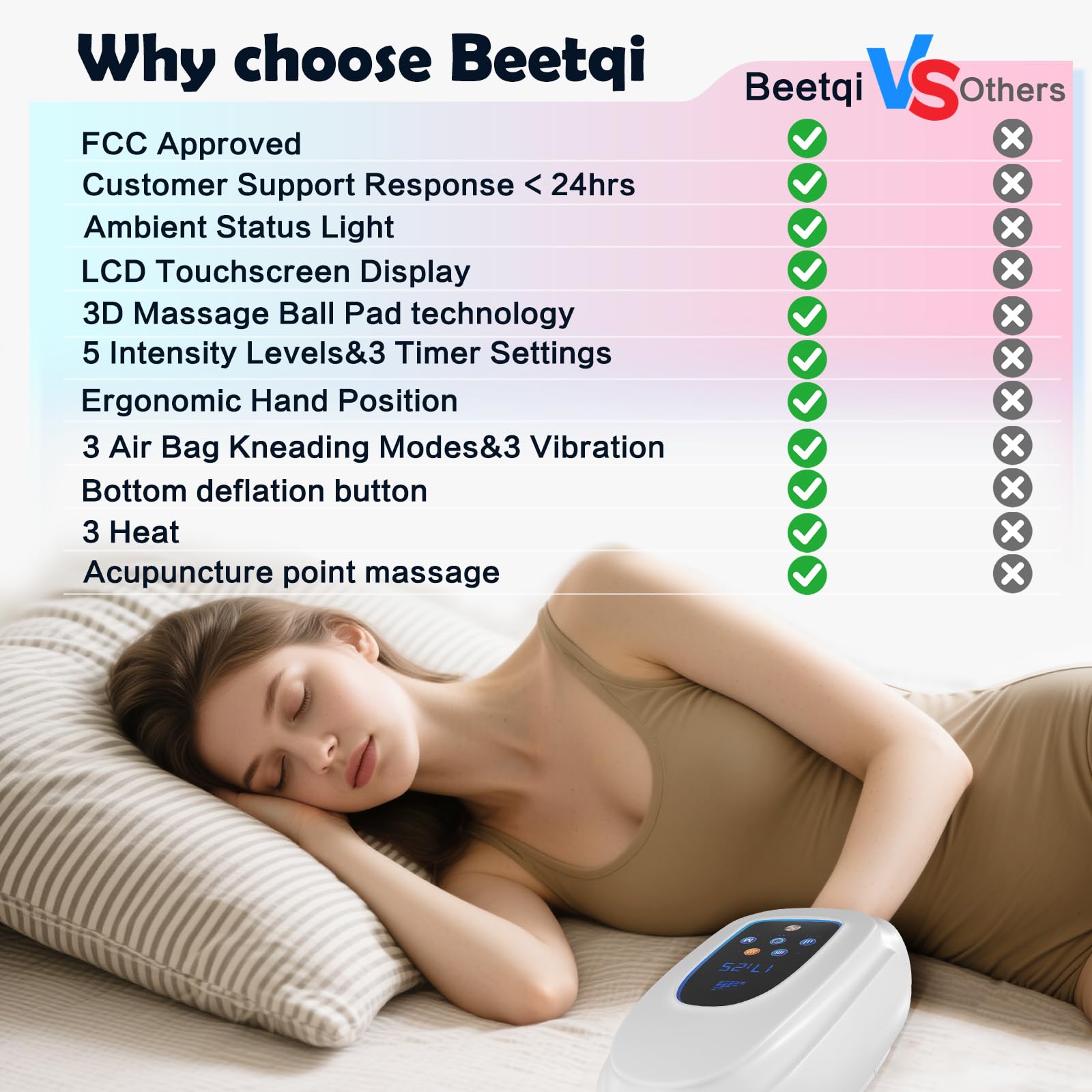 Beetqi portable hand massager shown in compact travel-friendly form for busy days.