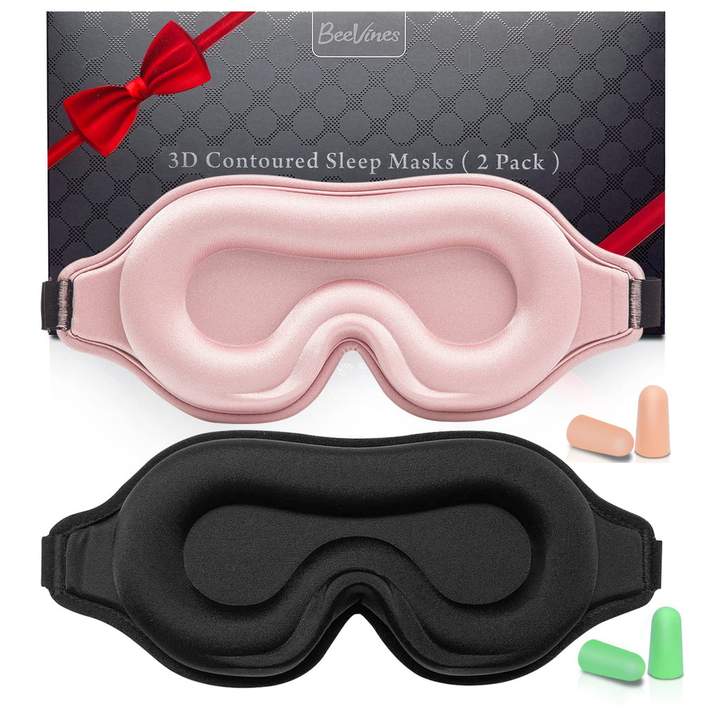 BeeVines 2-pack 3D contoured sleep mask blocks light for lash extensions.