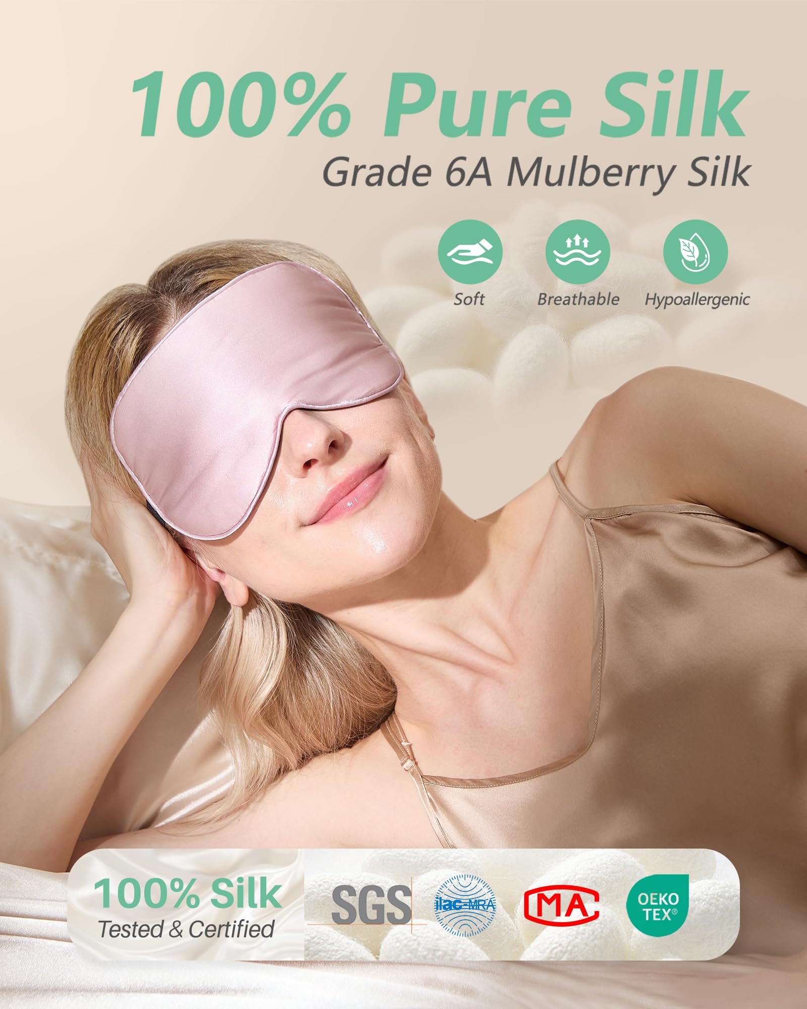 BeeVines adjustable-strap sleep mask provides flexible fit for comfortable sleep in any position.