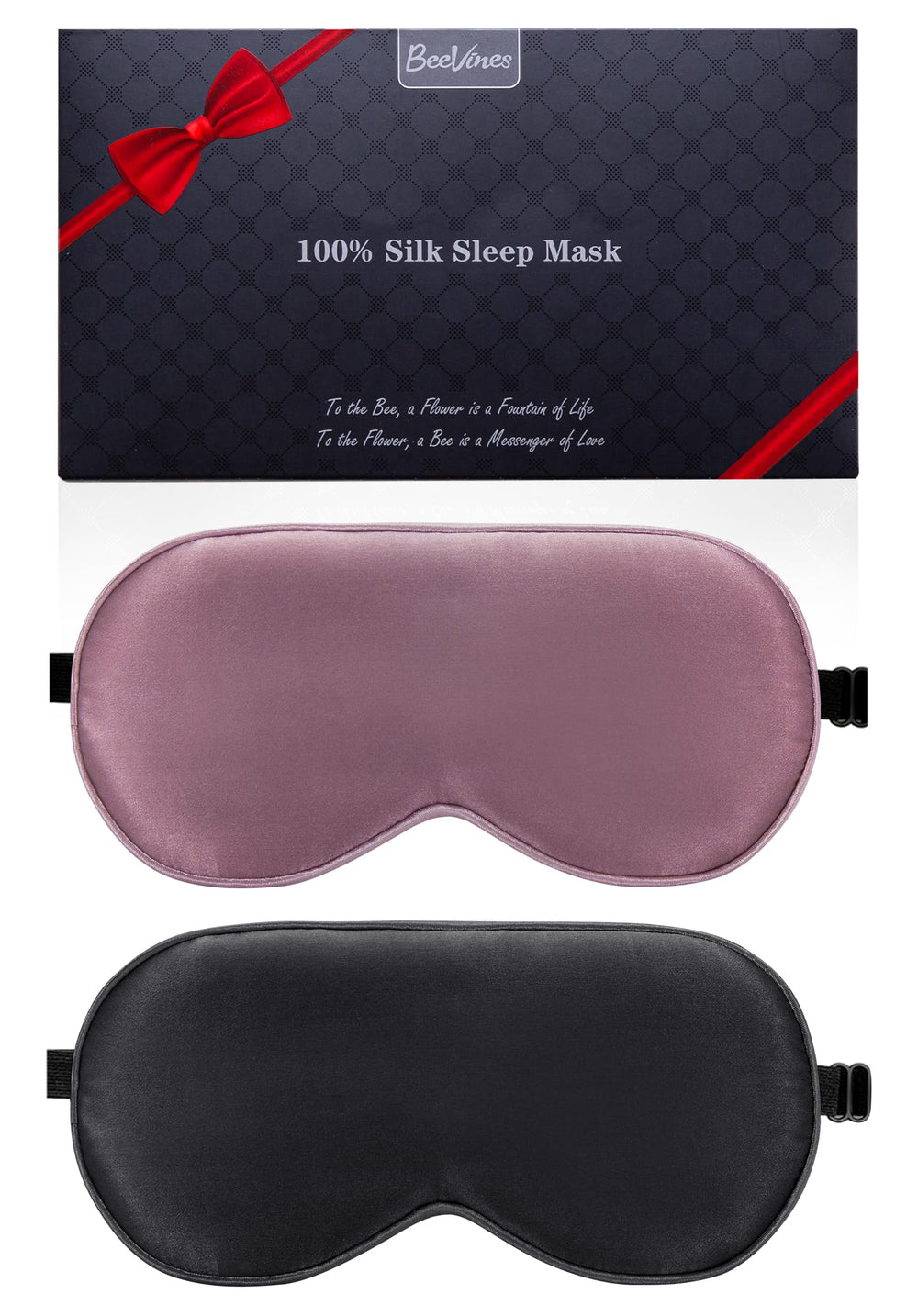 BeeVines Mulberry Silk Eye Mask in Black with soft, breathable fabric for deep rest.