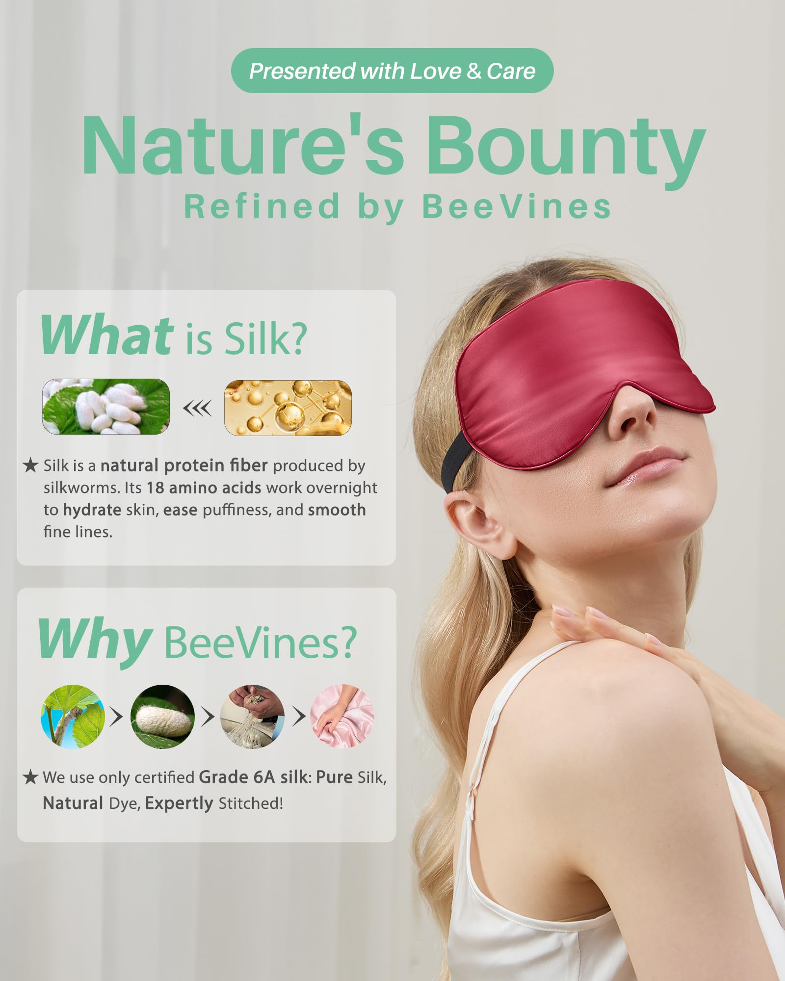 BeeVines travel-friendly sleep mask ideal for flights and long rides.