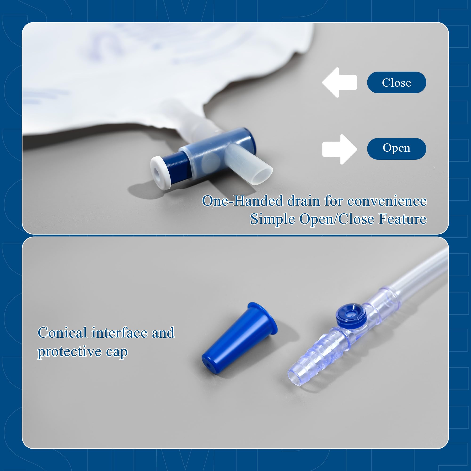 BeHerk catheter bag shows easy read graduation marks for quick reading