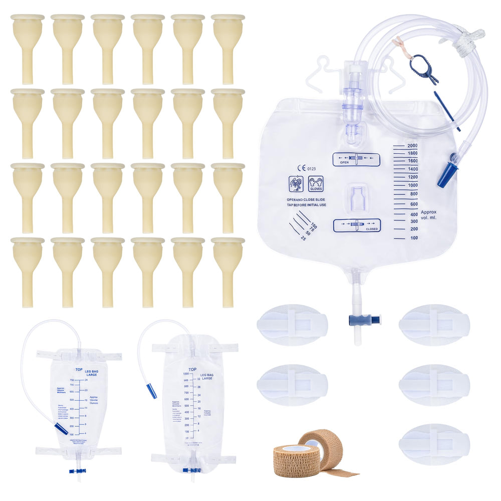 BeHerk external catheter kit contents for elderly men at home