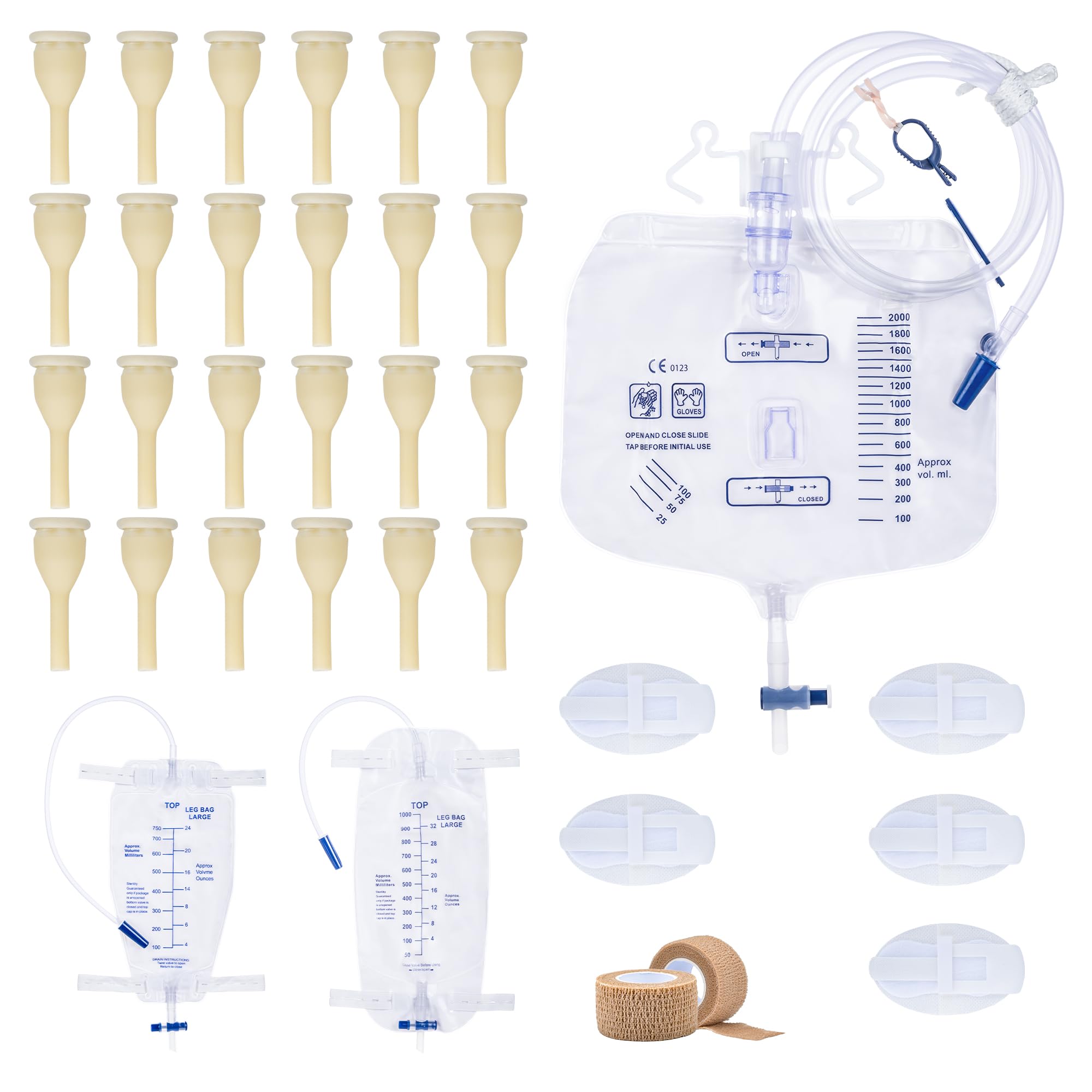 BeHerk external catheter kit contents laid out for quick setup and use
