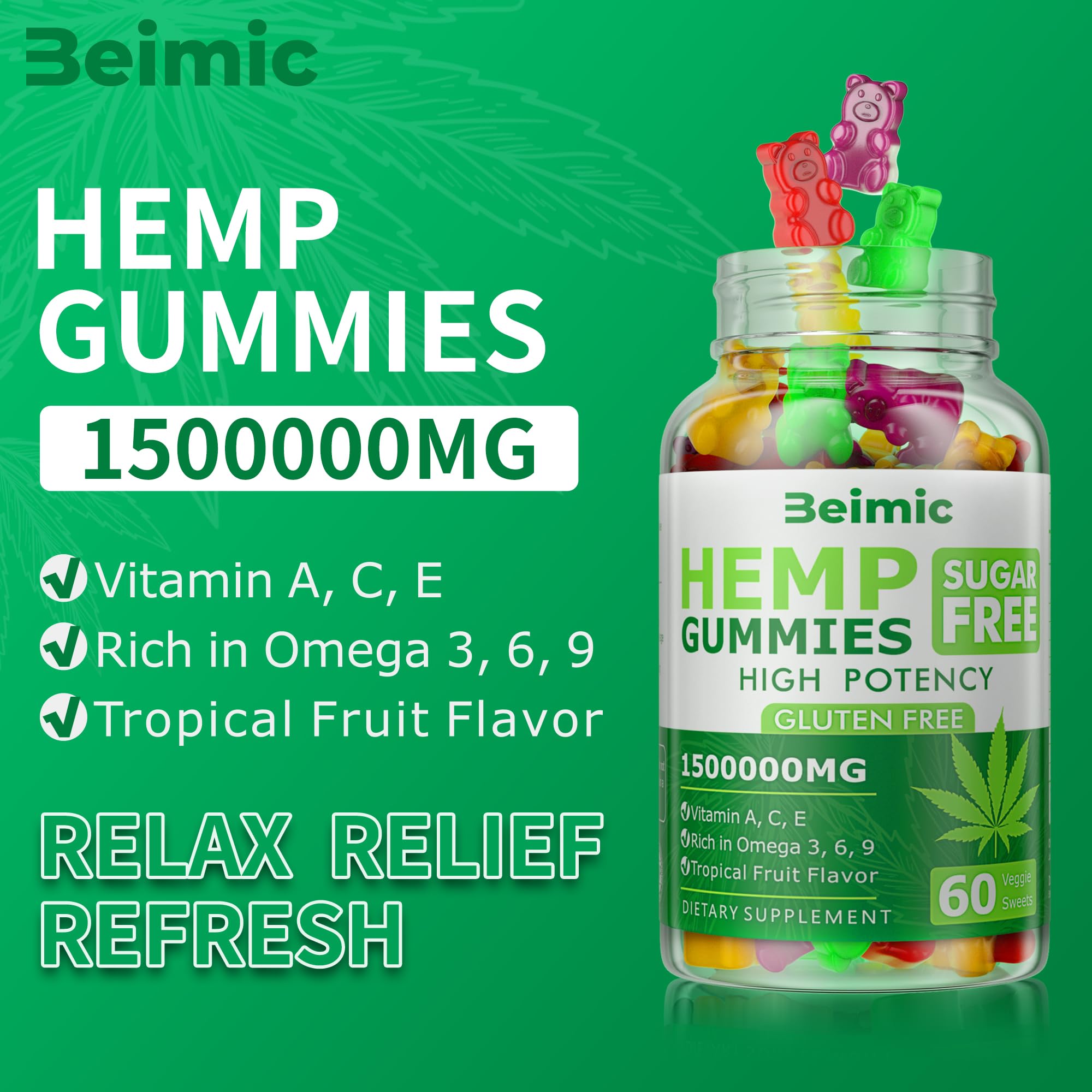 BEIMIC Naturals Hemp Gummies pack of two, great for sharing or gifting