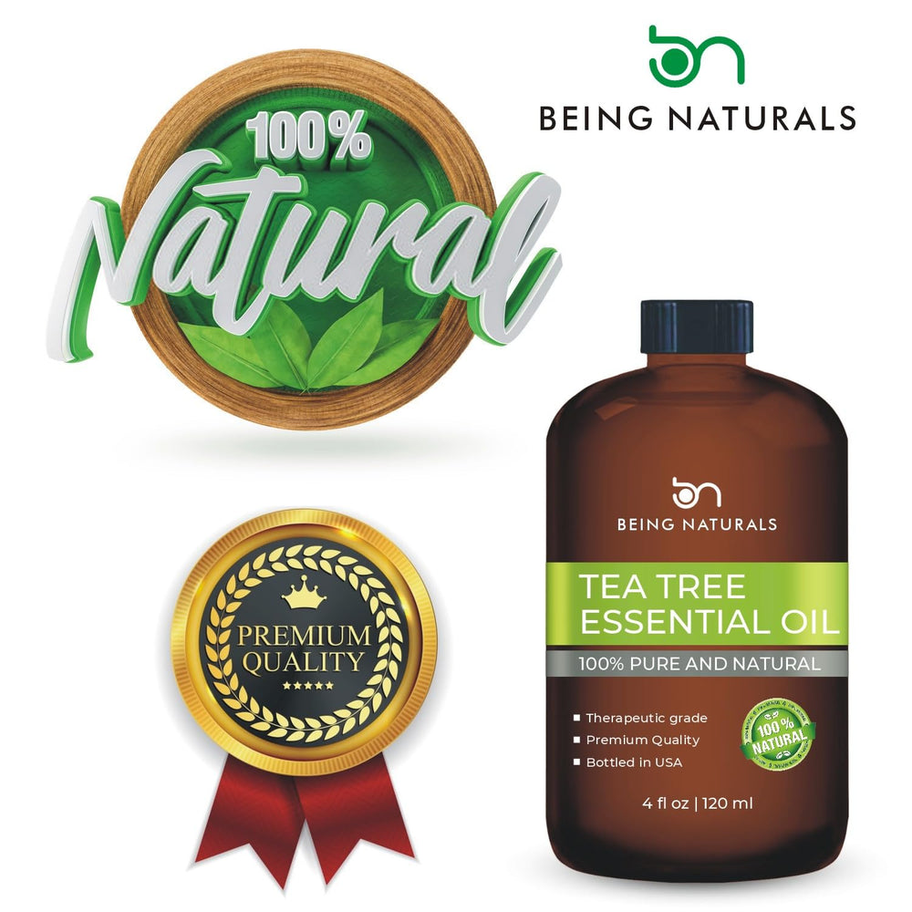 Being Naturals Tea Tree Oil bottled in USA for quality control and freshness.