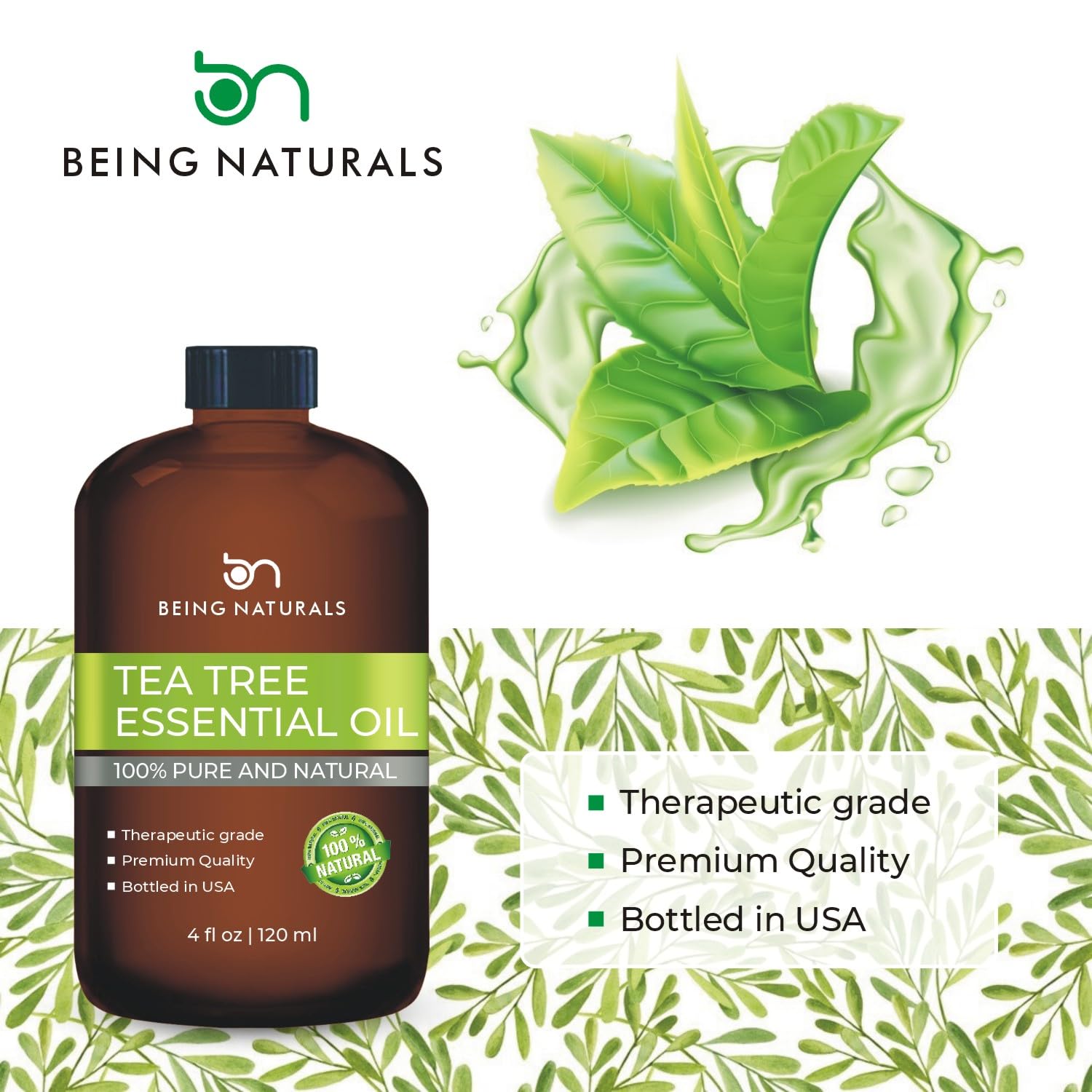 Being Naturals Tea Tree Oil applied to scalp for cleansing and revitalization.