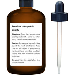 Close-up of Being Naturals eucalyptus oil in glass bottle preserves potency.