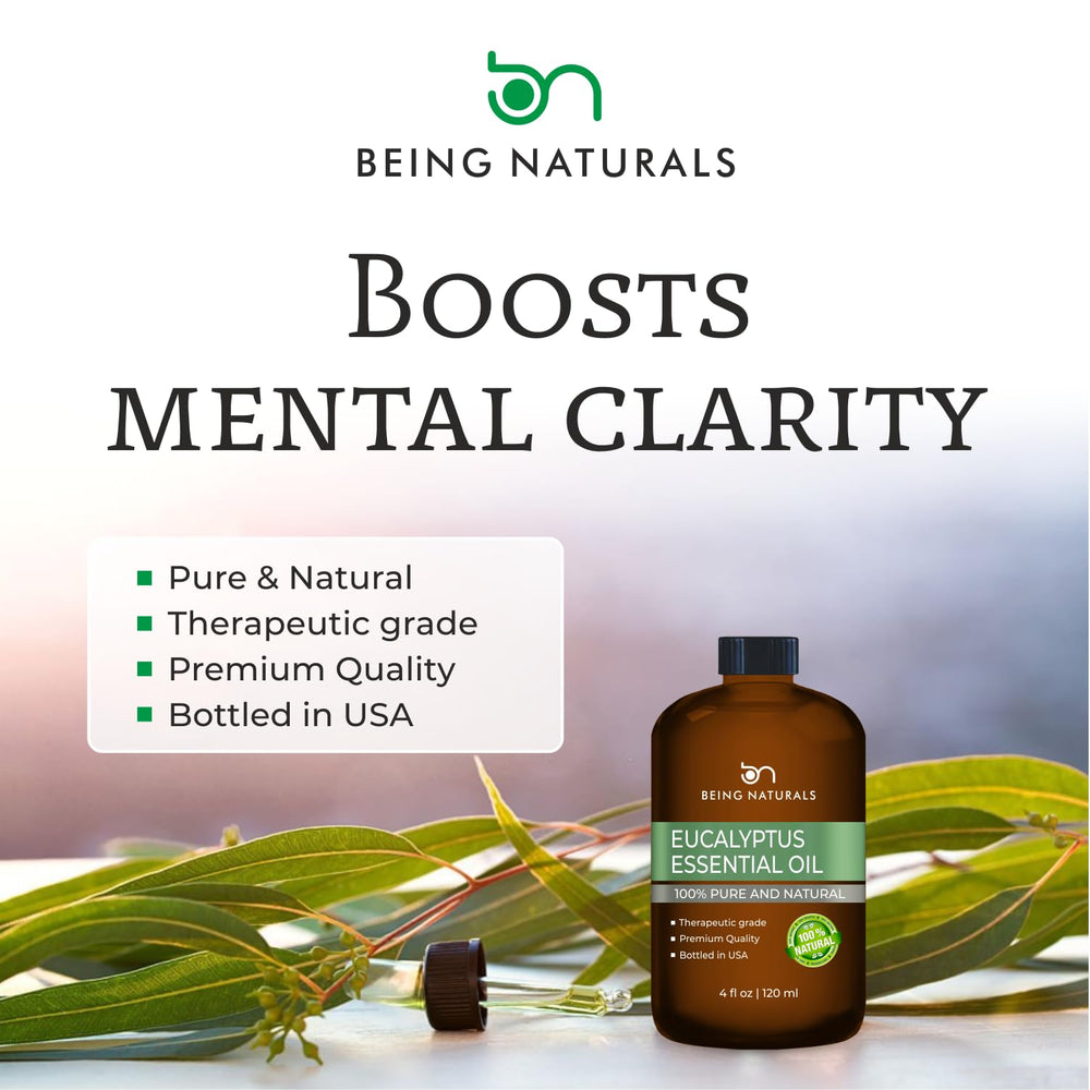 Being Naturals eucalyptus oil ready for diffuser use and aromatherapy.