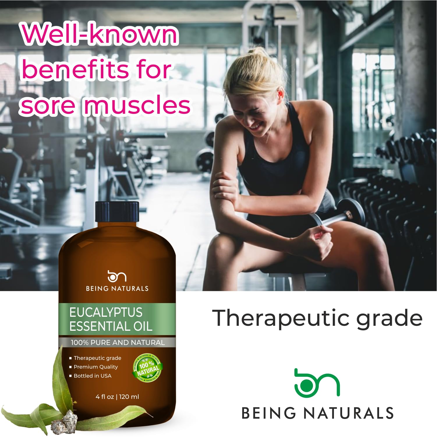 Being Naturals eucalyptus oil dropper enables precise scent mixing.