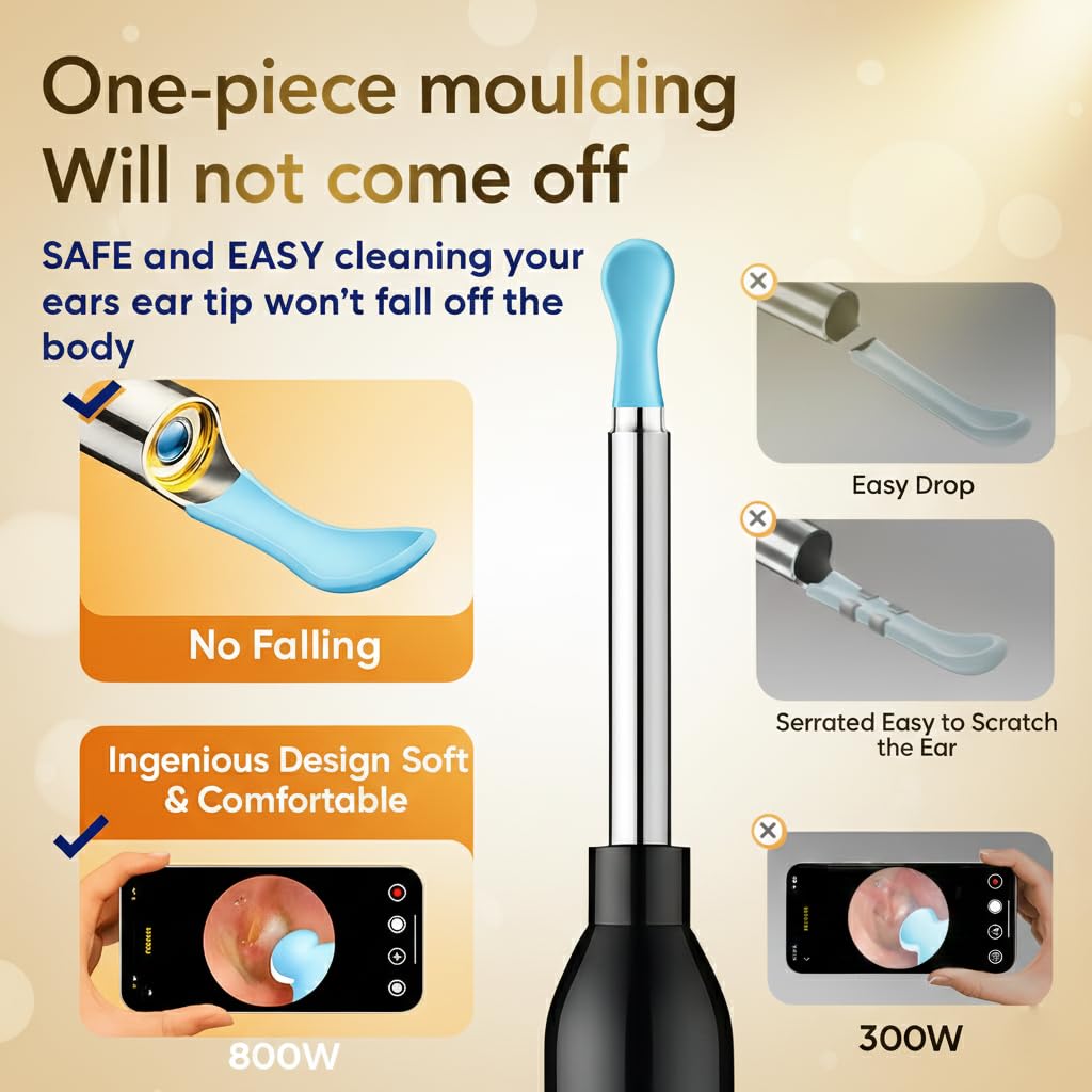Bekhic 6 LED light illumination: bright, shadow-free view during ear cleaning.