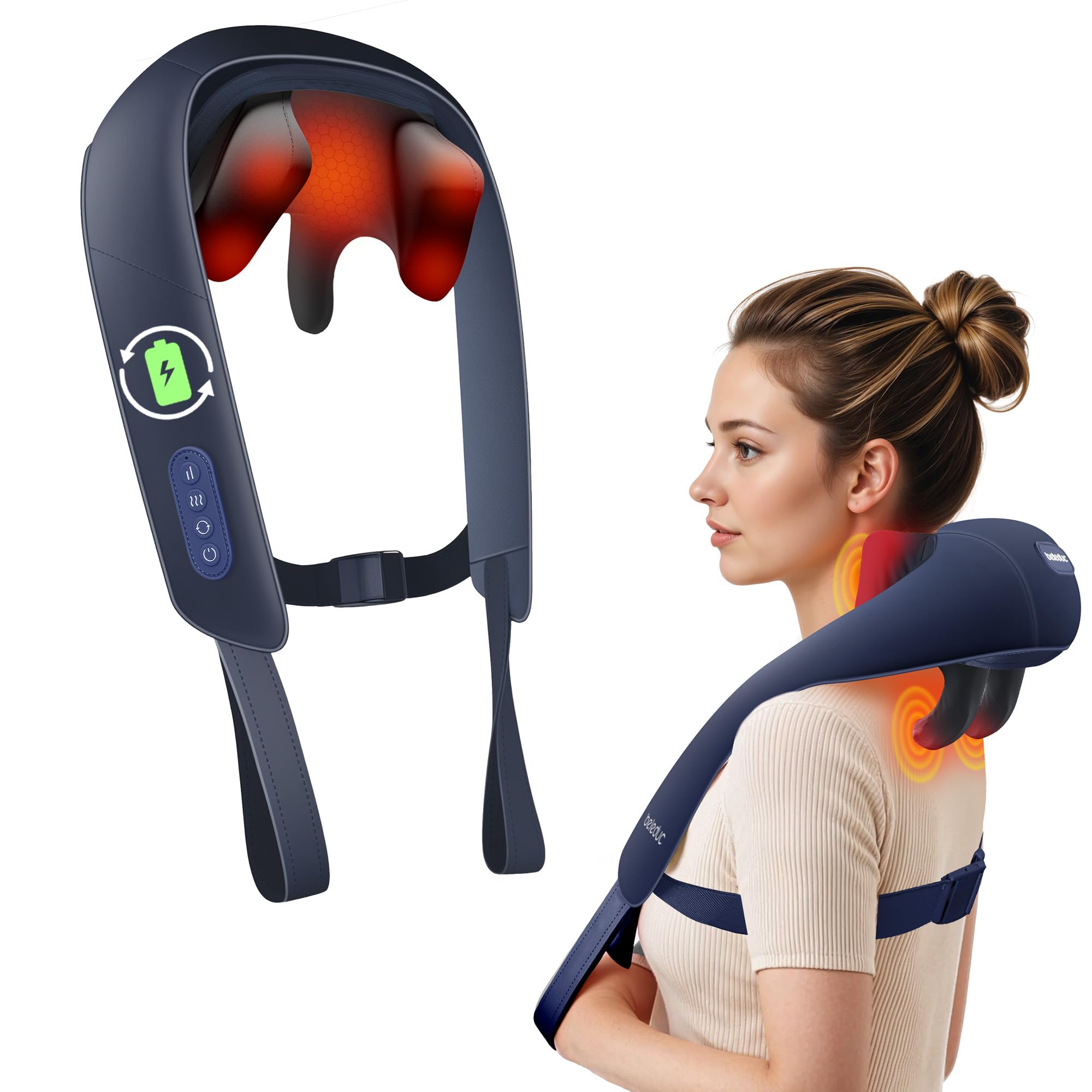 Beleduc neck and shoulder massager with 4D kneading for targeted relief.