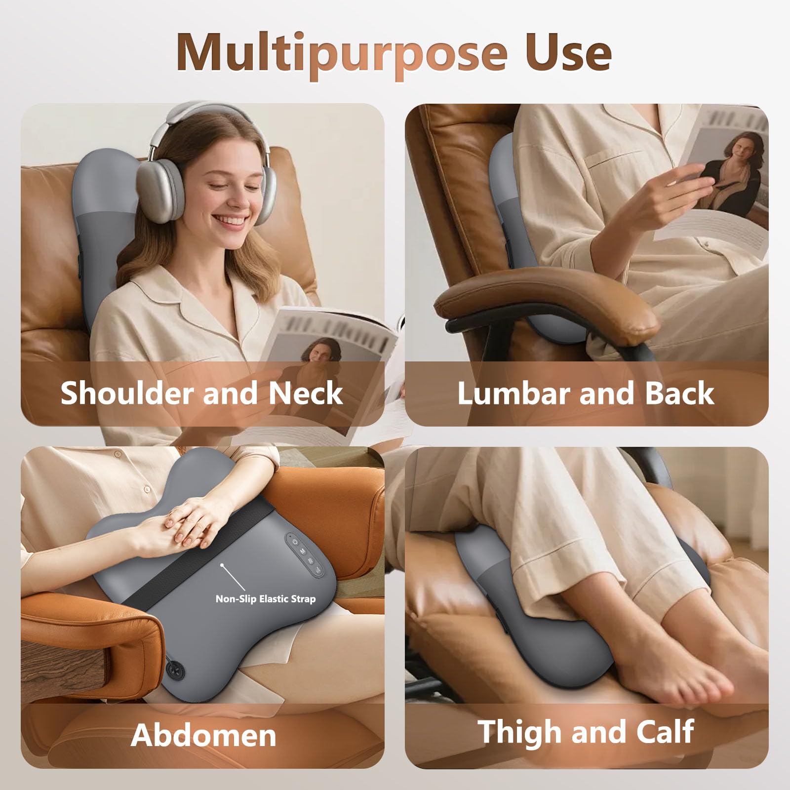 Belhope elastic strap stabilizes the massager on chairs or car seats